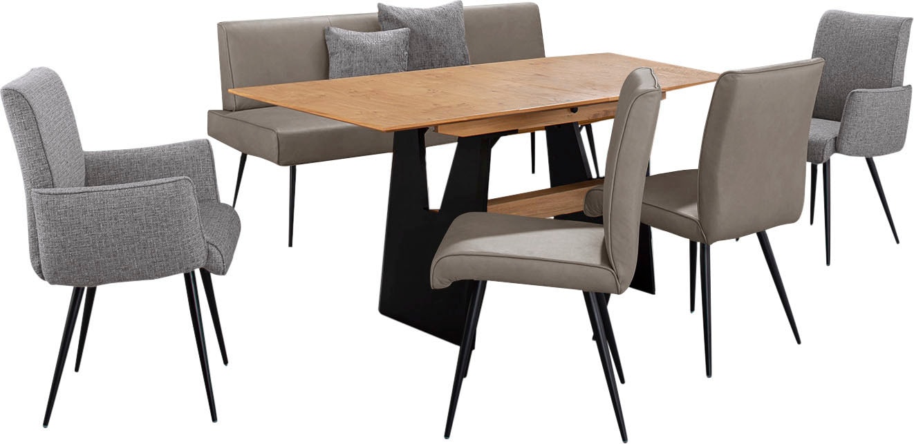 K+W Komfort & Wohnen Essgruppe »Giacomo I« Polsterbank, 2 Stühle und 2 Armlehnenstühle, 6 Stk. tlg. 2 Stühle und Bank, 2 Armlehnenstühle Stoff 775, Tisch 160 oder 180 cm