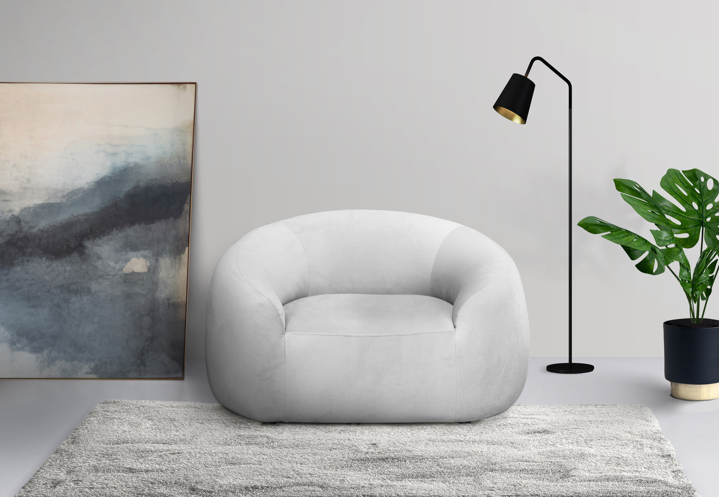 LeGer Home by Lena Gercke Sessel »YANI Relaxsessel, Loungesessel, Maße B/T/H: 127/96/76 cm«, organische Form, mit Wellenunterfederung, auch in Bouclé