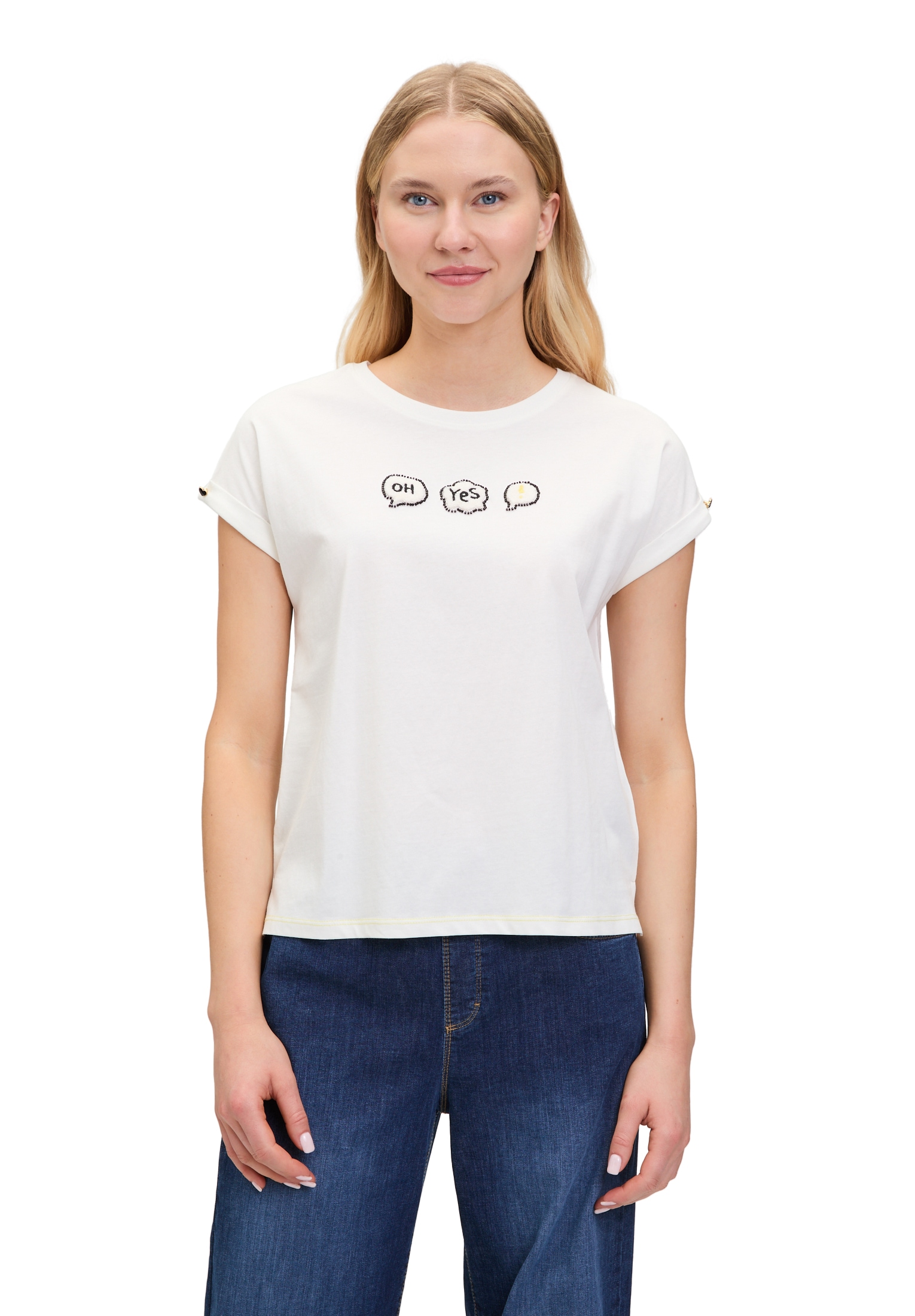 Cartoon Kurzarmshirt »Baumwollshirt mit Ärmelaufschlag«