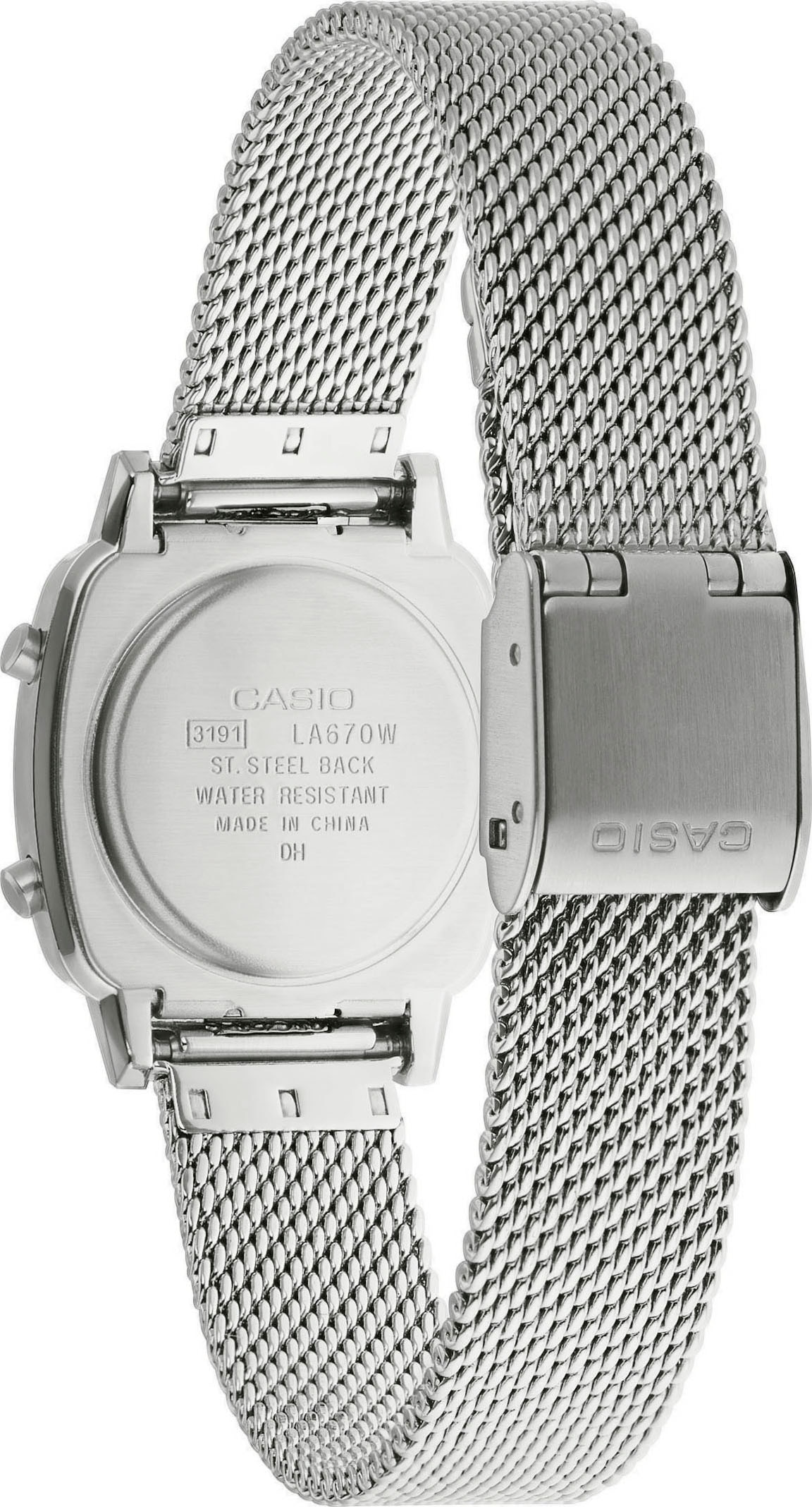 CASIO VINTAGE Chronograph, Quarzuhr, Armbanduhr, Damenuhr, Digitaluhr, Edelstahlarmband, Datum