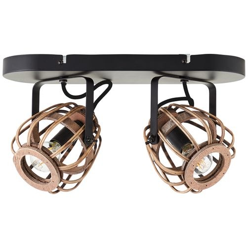 Brilliant Deckenstrahler »Nikka«, 2 flammig, Leuchtmittel E14 | ohne Leuchtmittel, 2 flammig, 20 cm Höhe,36 cm Breite, E14, Metall/Rattan, schwarz/natur