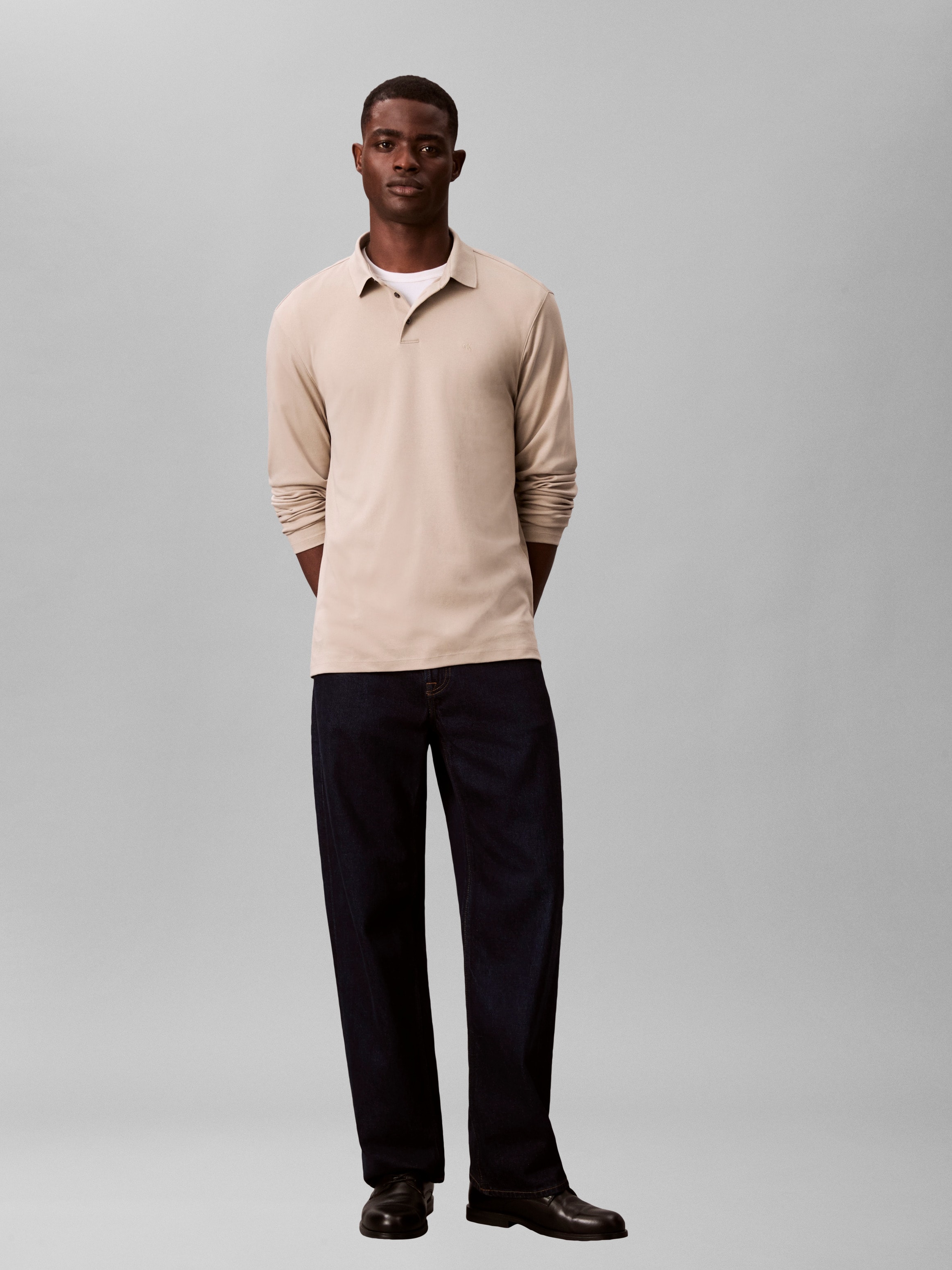 Calvin Klein Langarm-Poloshirt »LS SUPIMA COTTON SOLID POLO« regular fit mit Rundhalsausschnitt