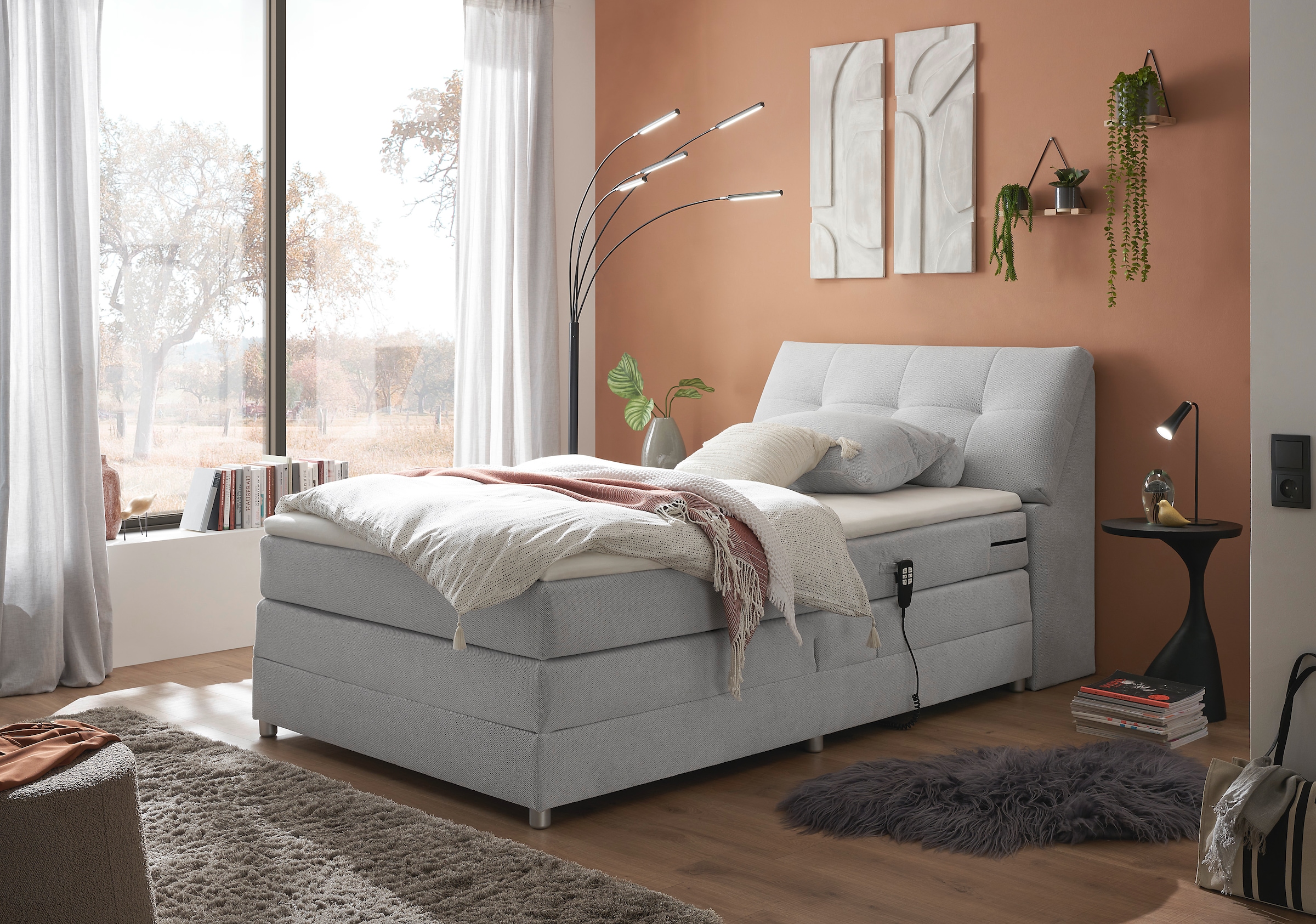ED EXCITING DESIGN Boxspringbett »Toulouse« inkl. Motor, inkl. Stauraum im Kopfteil