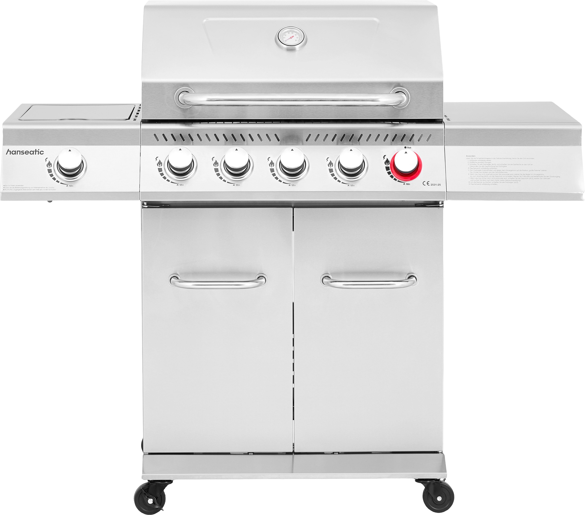 Hanseatic Gasgrill »Richland« BxTxH: 134,7 x 57 x 117 cm, 21,5 kW Gesamt, Edelstahl-Turbobrenner