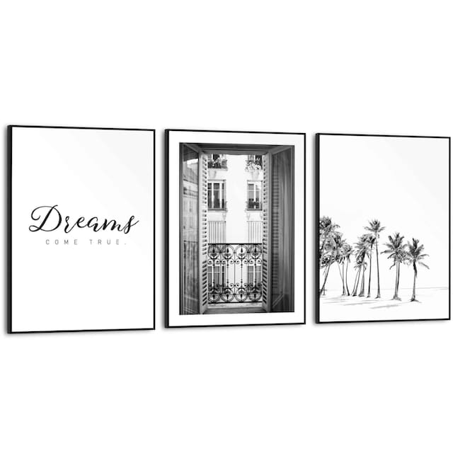 Reinders! Wandbild »Dreams come True Träume - Palme - Strand - Balkon -  Vintage«, (3 St.) auf Rechnung kaufen