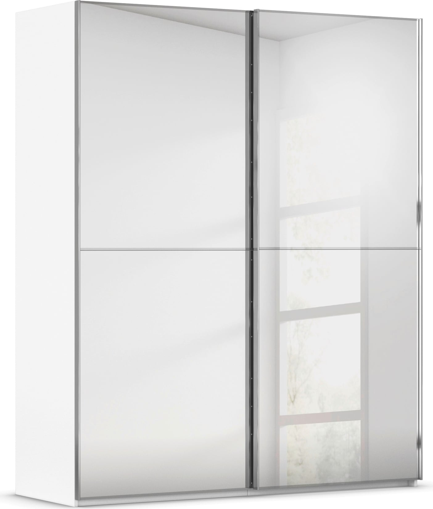 rauch Schwebetürenschrank »Kleiderschrank Schrank Garderobe Schlafzimmerschrank SCALE-DUO« edle zweigeteilte Türen Spiegelfront und 3 Zierleisten MADE IN GERMANY