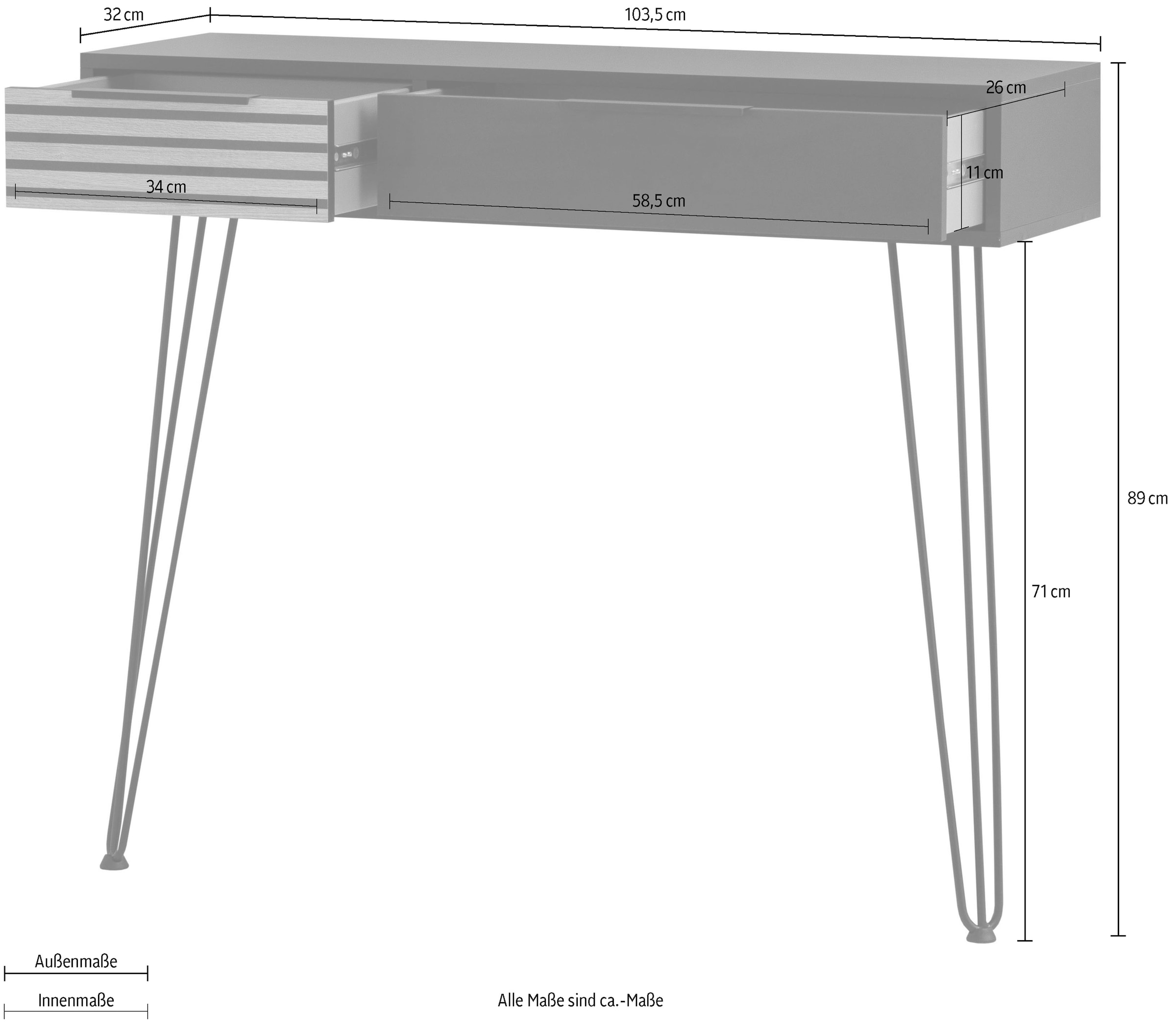 Schildmeyer Konsole »Hank, Breite 103 cm«, Schubladenfront mit Akustikprint