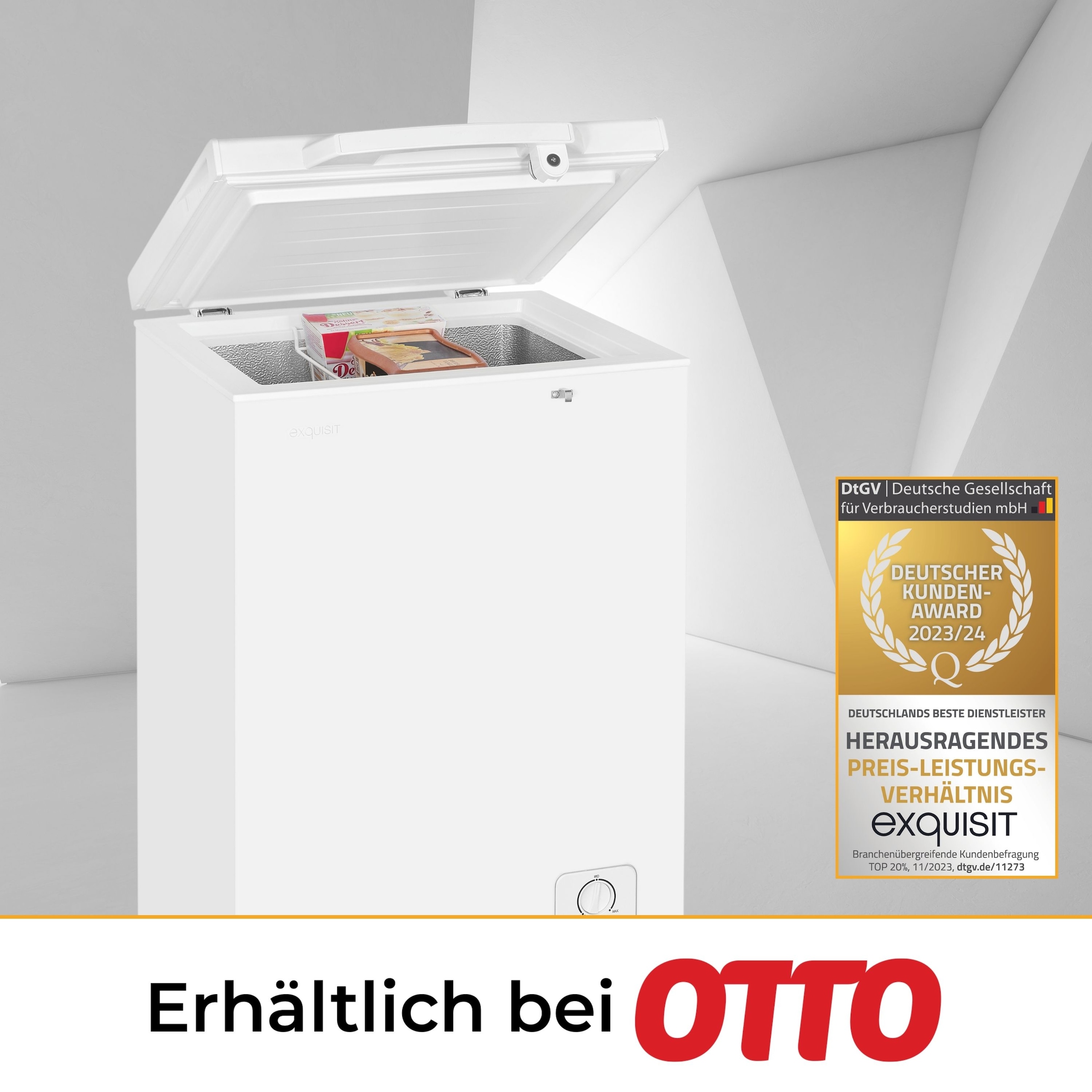 exquisit Gefriertruhe »GT100-011D weiss«, 85,4 cm hoch, 54,6 cm breit