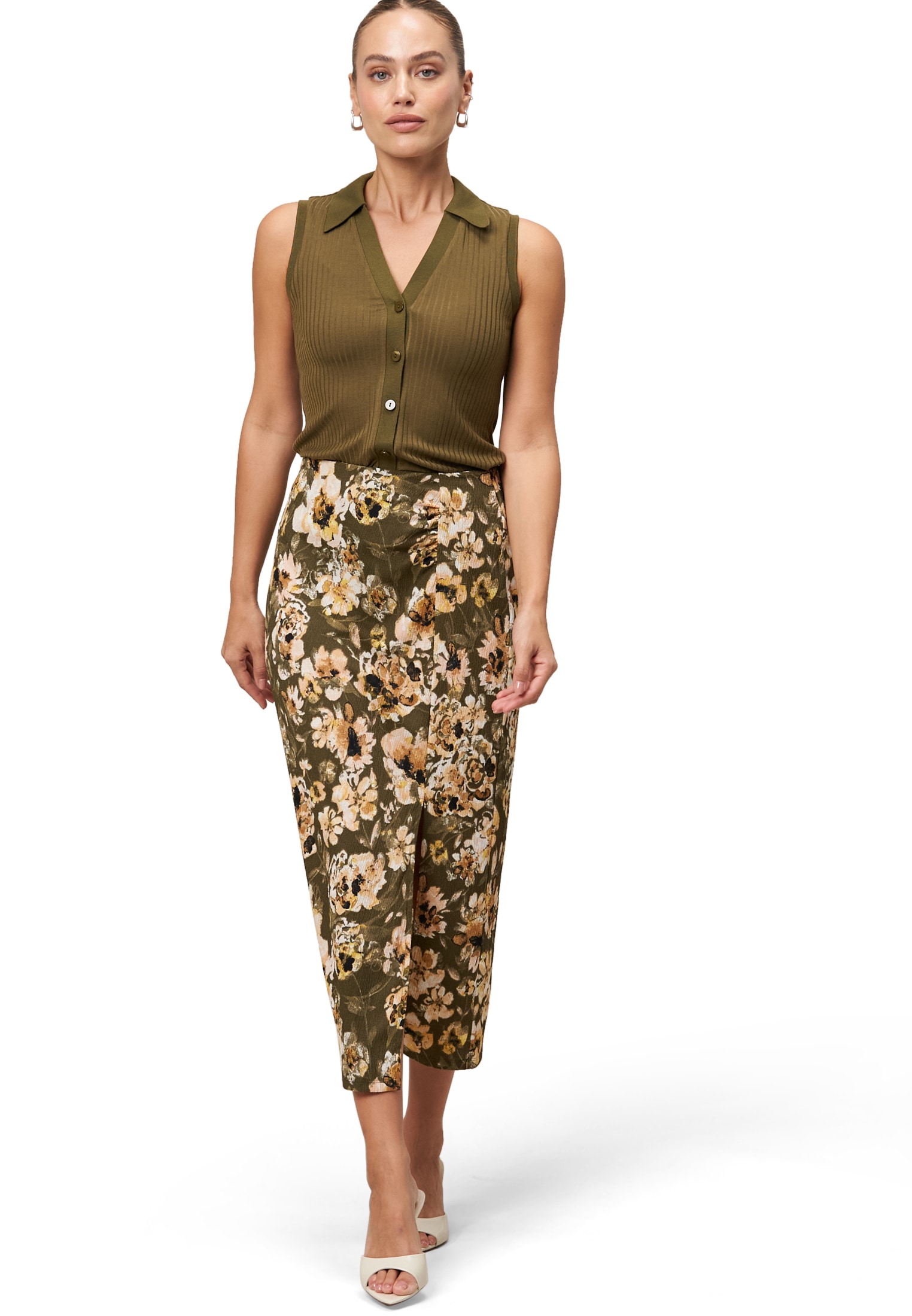 Zero Stricktop »Jerseytop mit Knopfleiste«