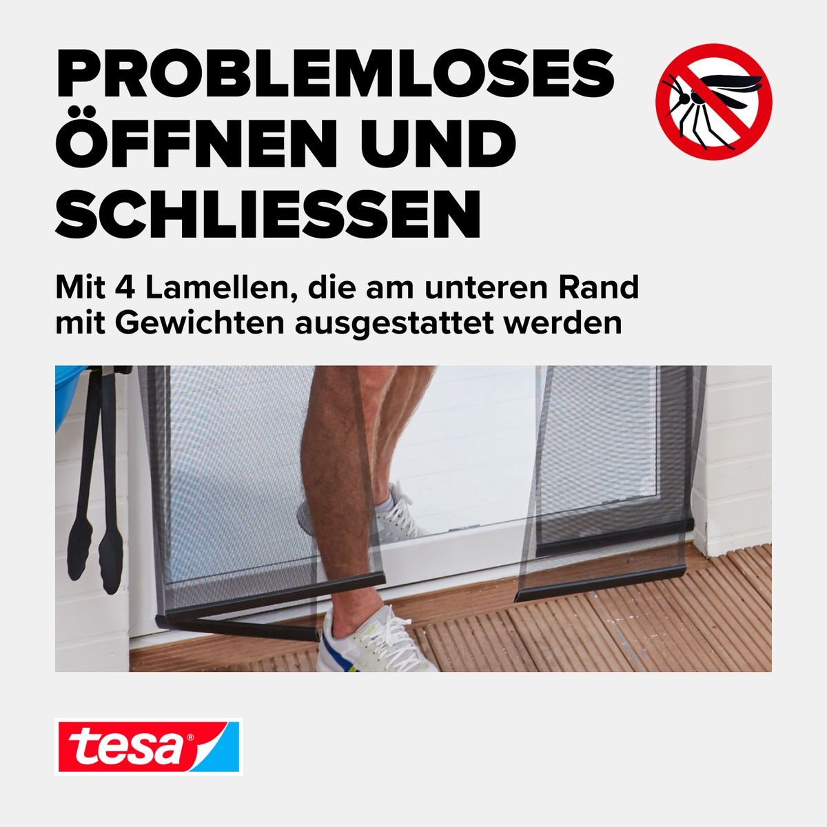 tesa Insektenschutz-Tür »Insect Stop Standard Fliegengitter für Türen - 0.95 m : 2.2 m«, Lamellentür für Balkon & Terrasse