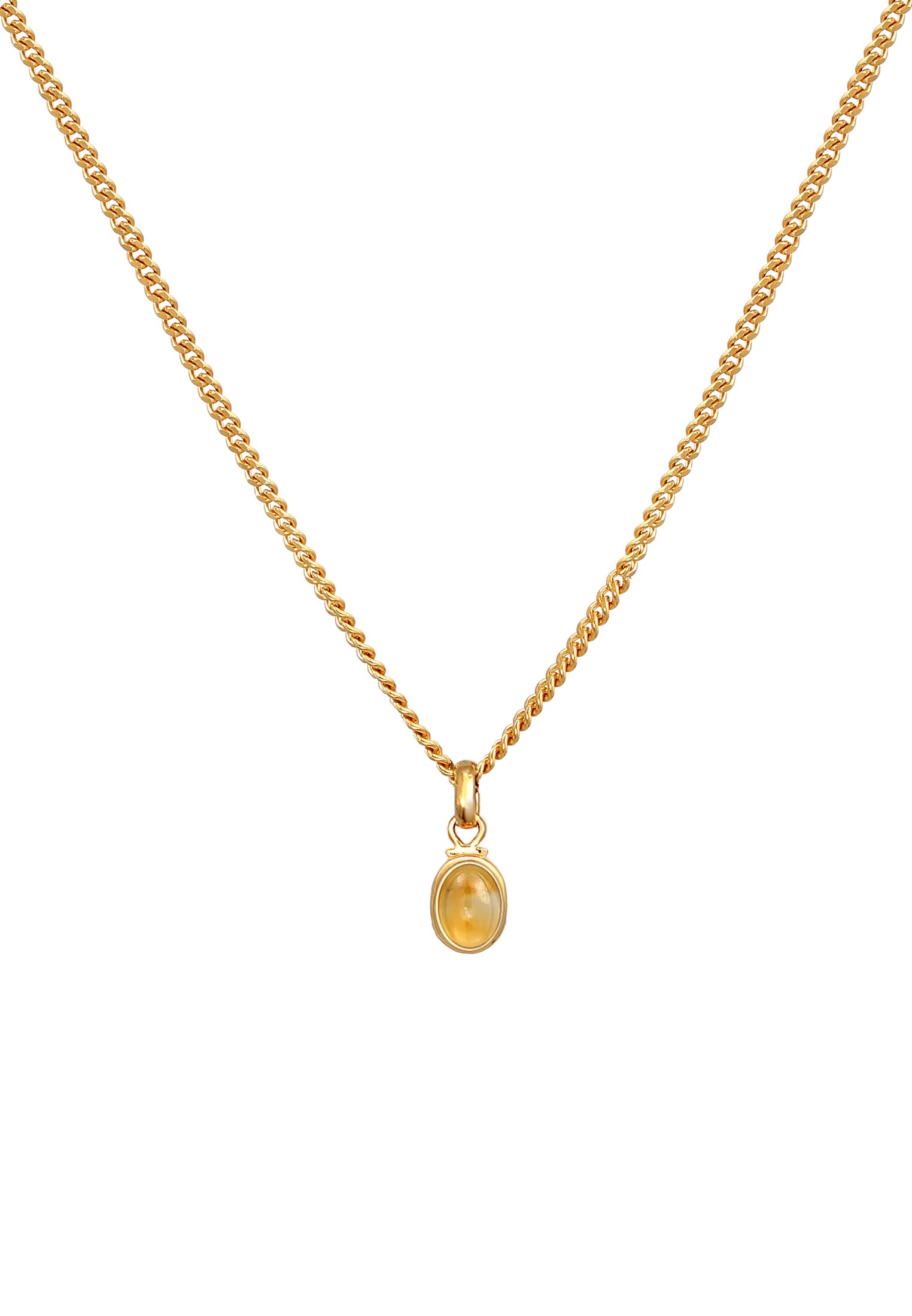 Elli Premium Silberkette »Halskette Citrine Oval Cabochon Klassik 925 Silber«