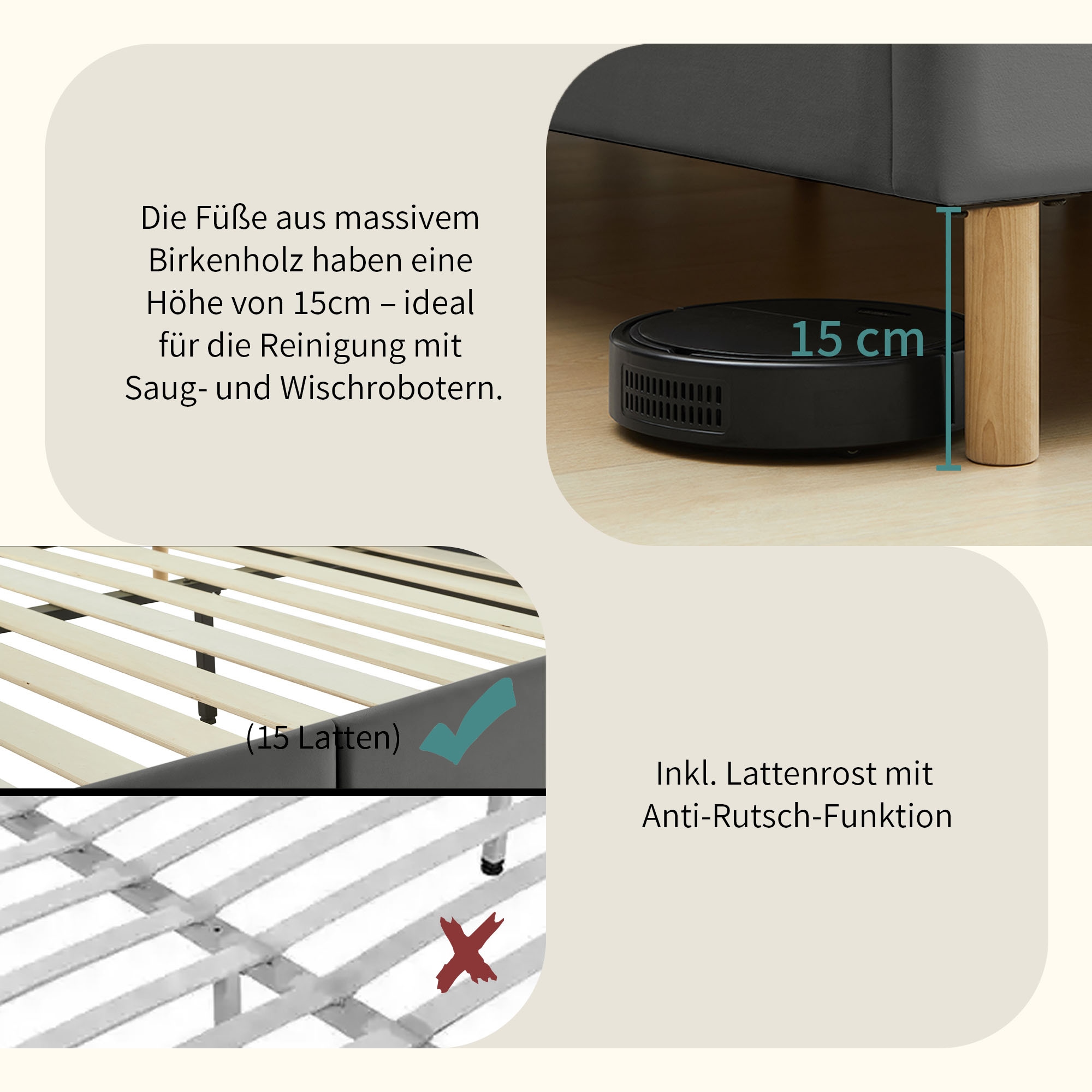 Home affaire Polsterbett »Armandine inkl. Lattenrost« Kopfteil mit Cordbezug, erhältlich in den Breiten 140cm & 180cm