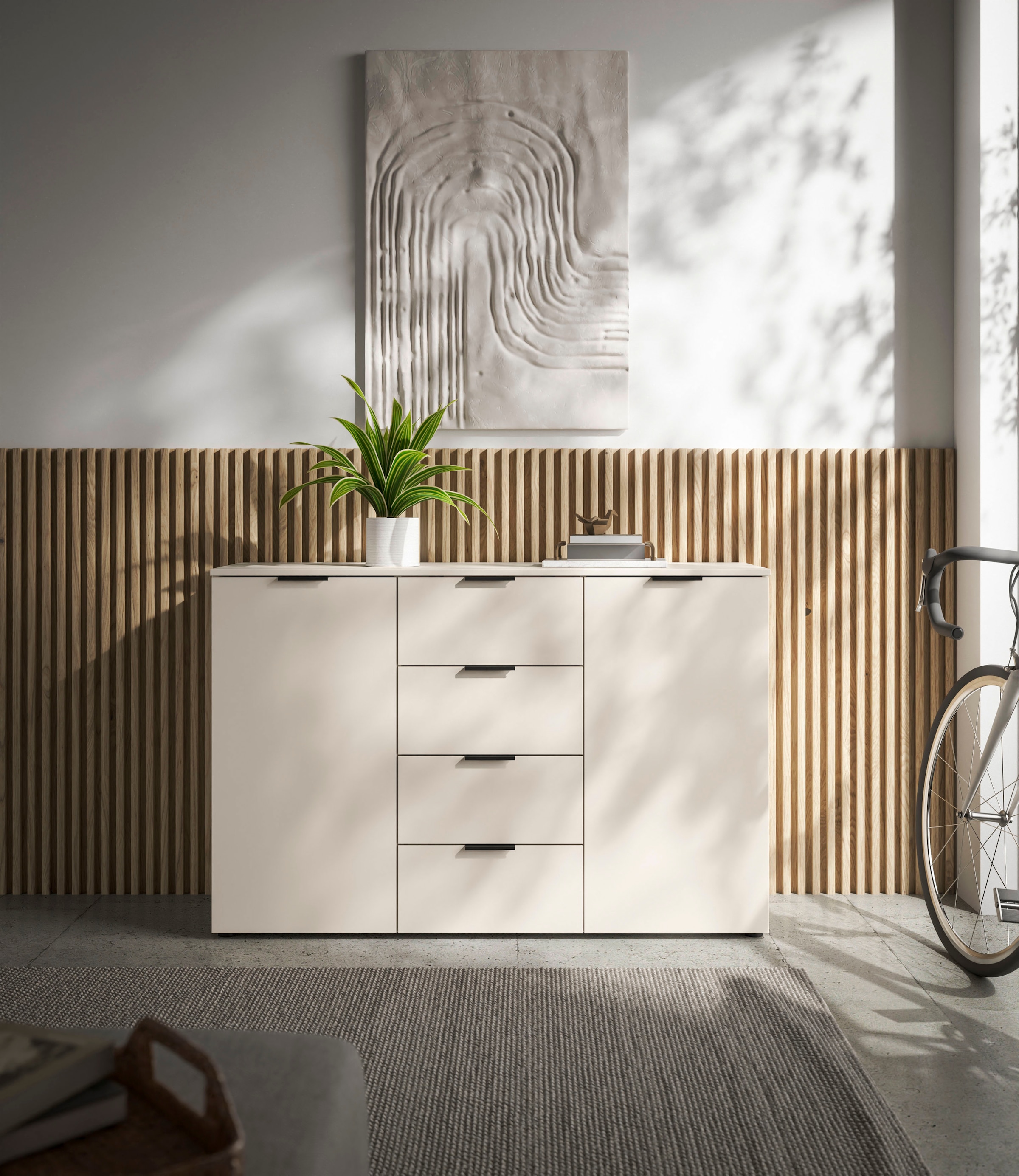 HBZ Sideboard »Linz Kommode, BxHxT 135x90x40cm« 1 Stk. tlg. Breite 135cm,Lip-Griff, Melaminbeschichtung