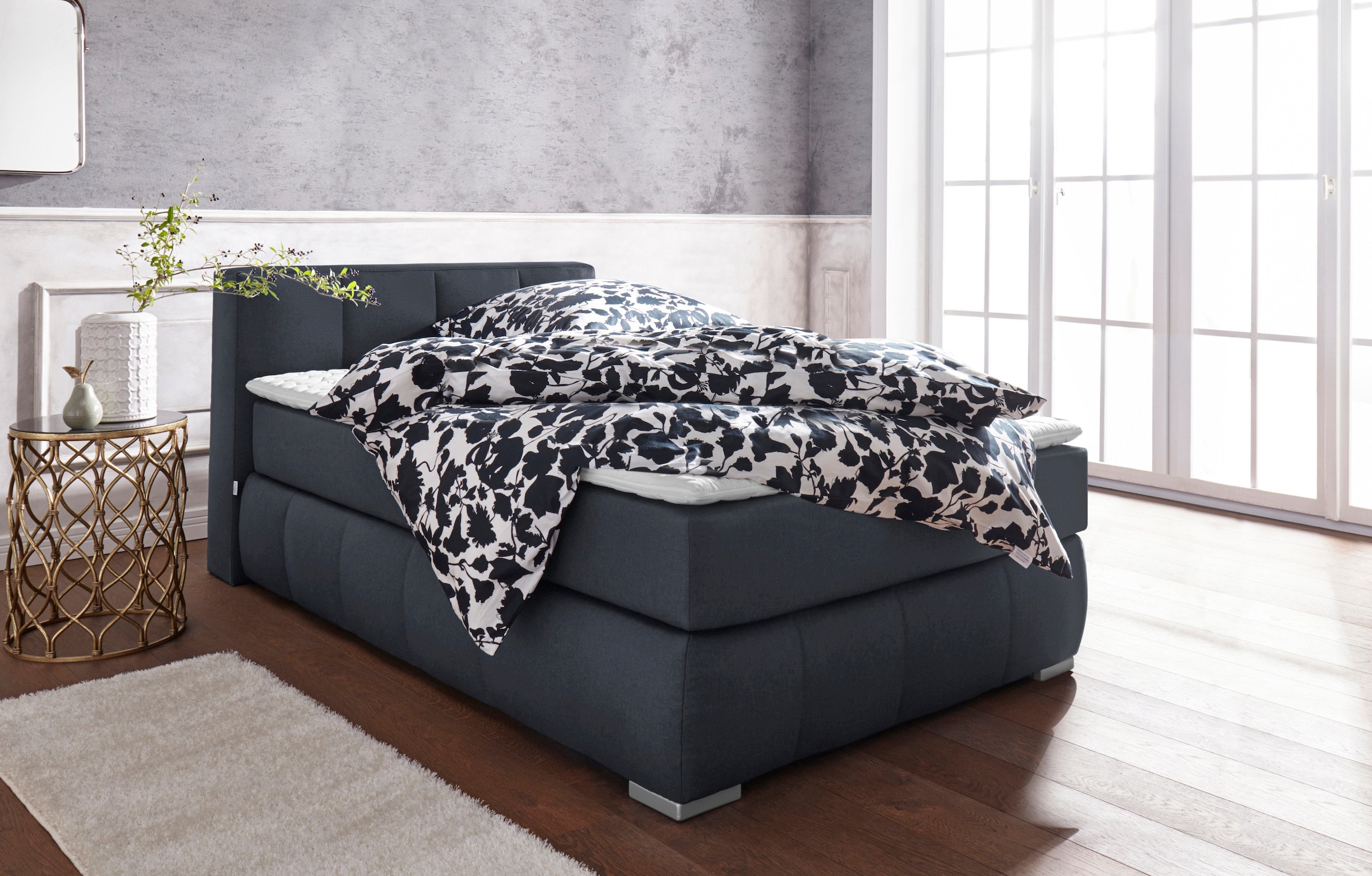Guido Maria Kretschmer Home&Living Boxspringbett »Chelles«, inkl. Topper, in XXL- Überlänge 220 cm, Unterbox mit feine Wölbung