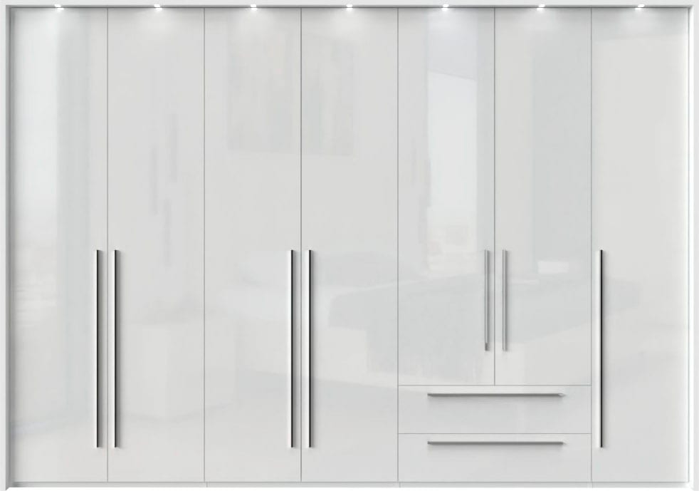 Places of Style Drehtürenschrank »Piano«, weiß, verschiedene Breiten mit 2 Schubladen, inklusive Beleuchtung