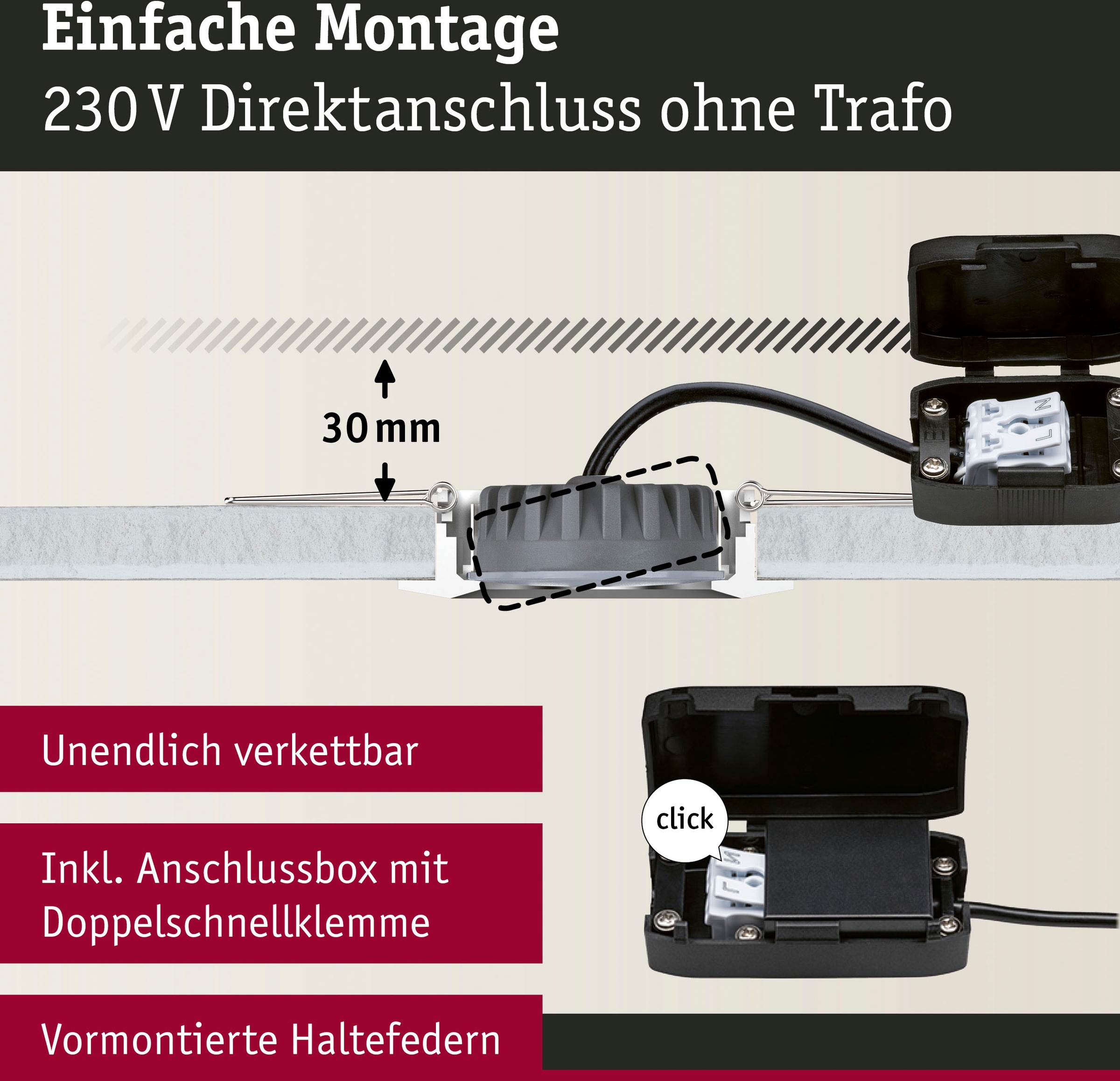 Paulmann LED Einbauleuchte »Nova Plus 1x6W 470lm 2700K Schwarz matt/Alu«, 1 flammig