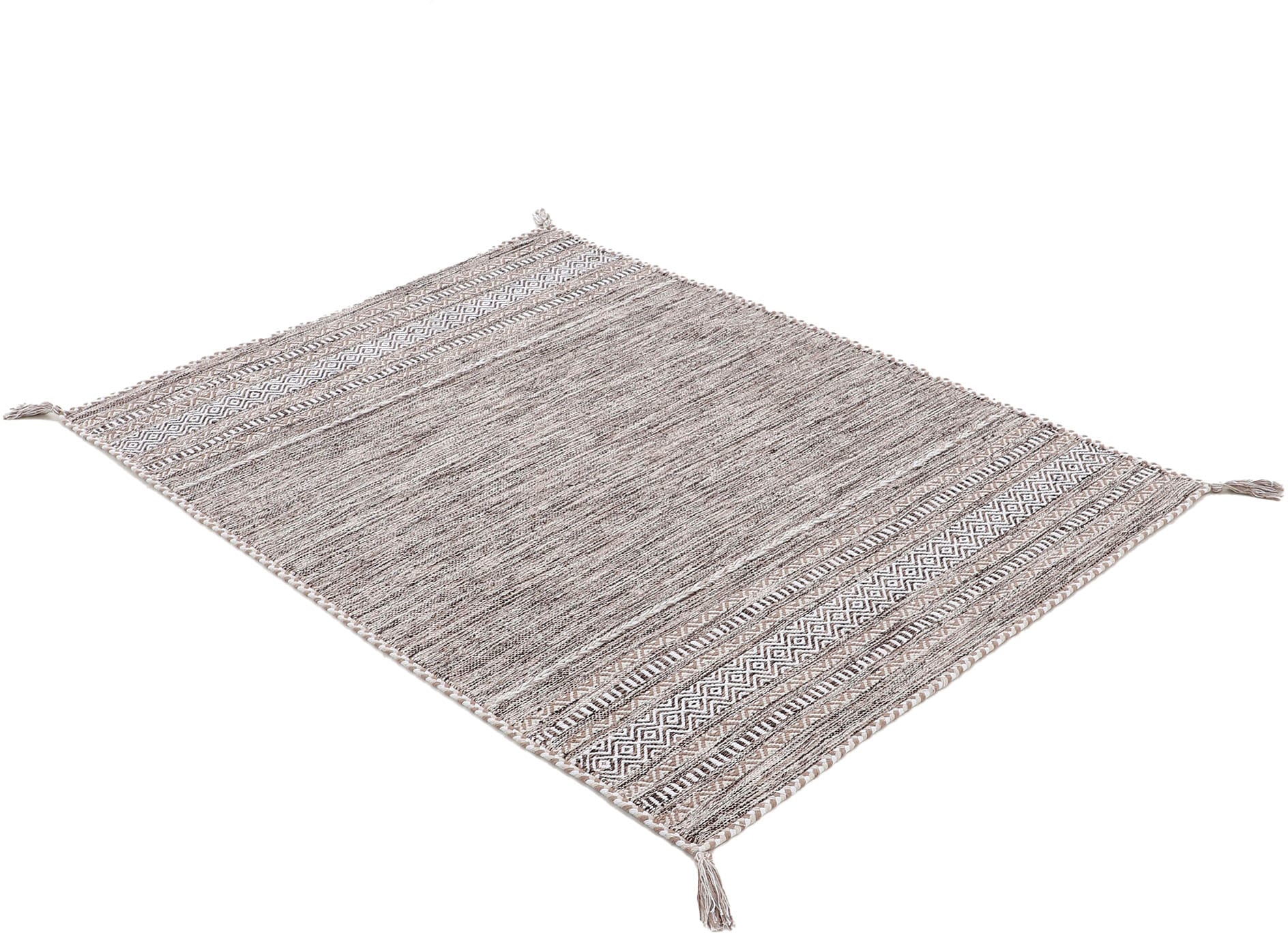 carpetfine Teppich »Kelim Azizi,  auch als Läufer erhältlich«, rechteckig, 5 mm Höhe, handgewebt, Baumwolle, Wendeteppich mit Fransen, Fleckerl, Wohnzimmer