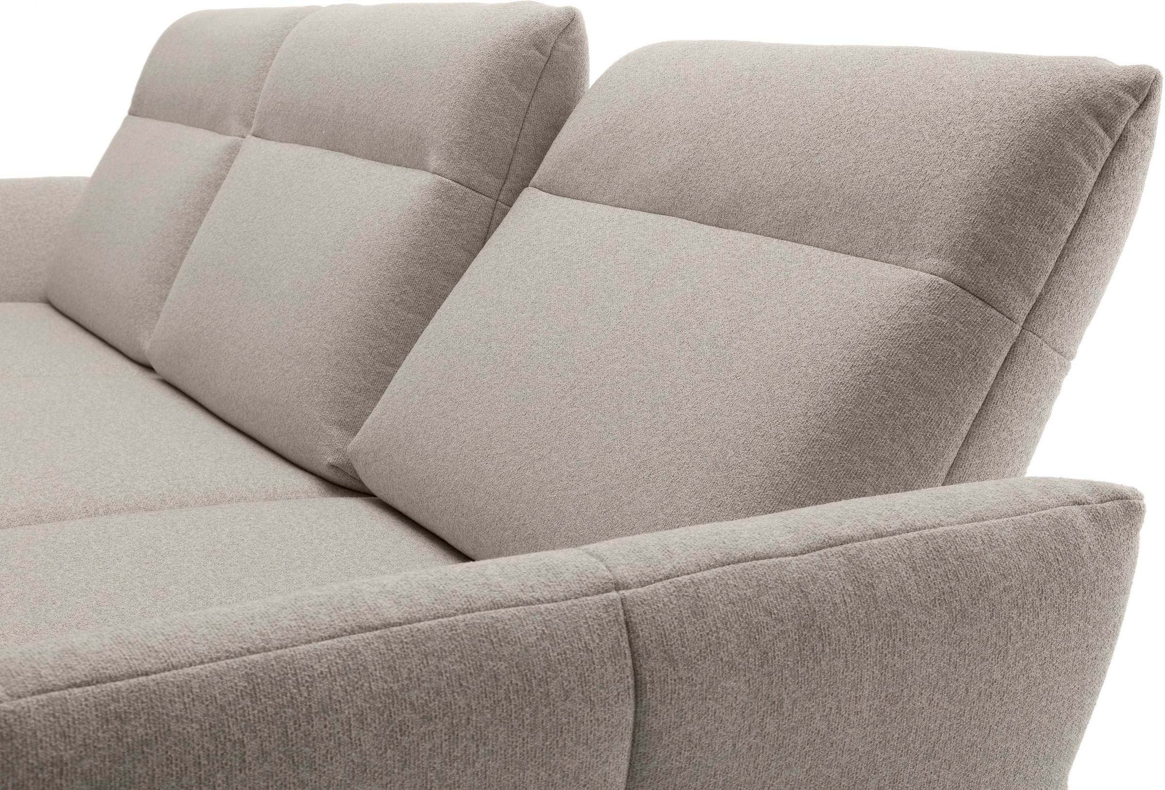 Creation BY ROLF BENZ Ecksofa »CR.460«, Sockel in Nussbaum, Winkelfüße in Umbragrau, Breite 298 cm