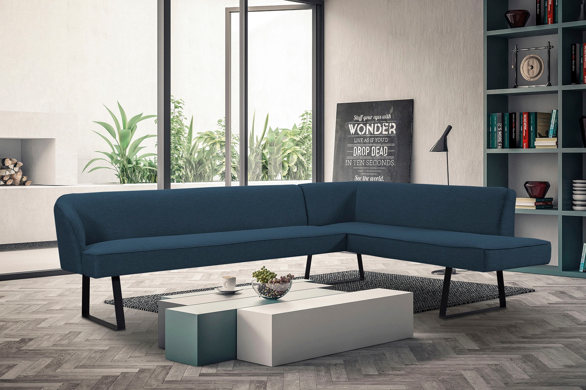 exxpo - sofa fashion Eckbank »Americano« mit Keder und Metallfüßen, Bezug in verschiedenen Qualitäten