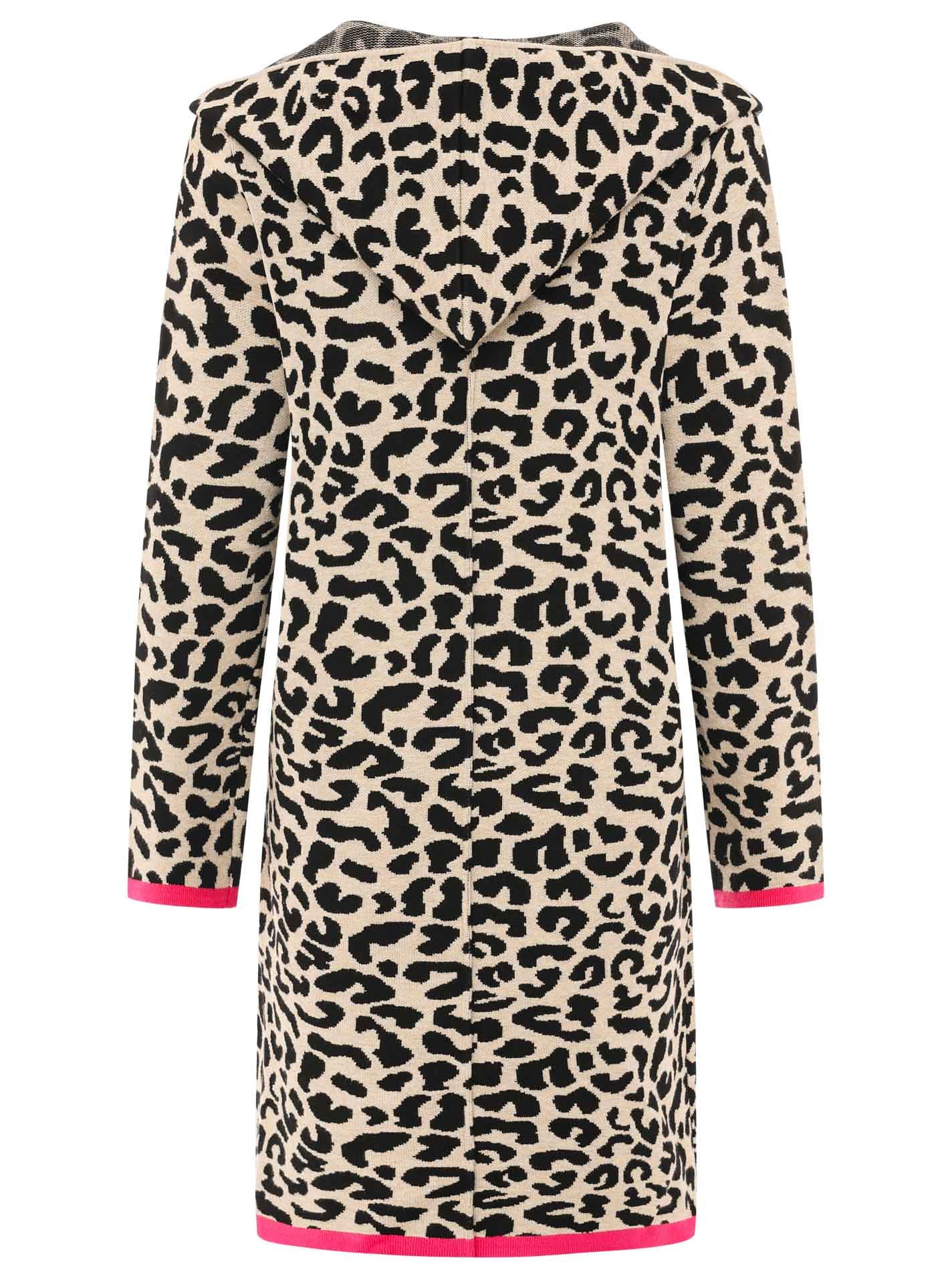 Zwillingsherz Strickjacke »"Leo Neon Kante"« Leoparden-Muster, Neon-Details, Langarm, Kapuze, ohne Verschluss