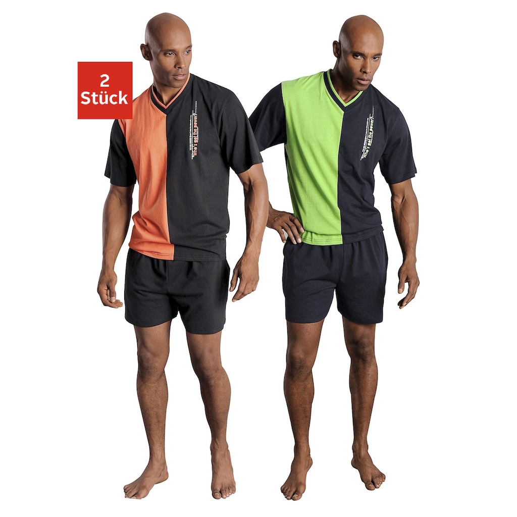 le jogger® Shorty (Packung 4 tlg. 2 Stück) mit 2-farbigem T-Shirt