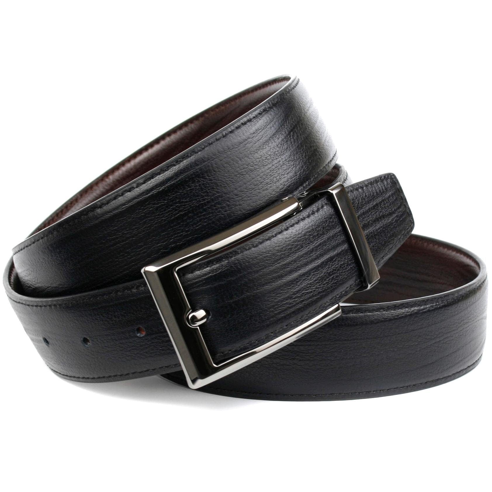 Anthoni Crown Ledergürtel Wendegürtel in dunkelbraun und schwarz