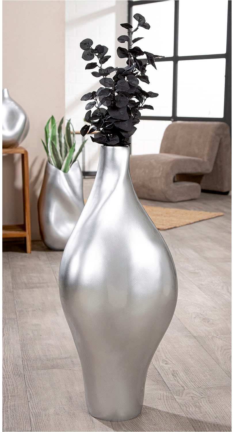 GILDE Bodenvase »Bodenvase organisch Jolie silberfarben H. 71 cm«