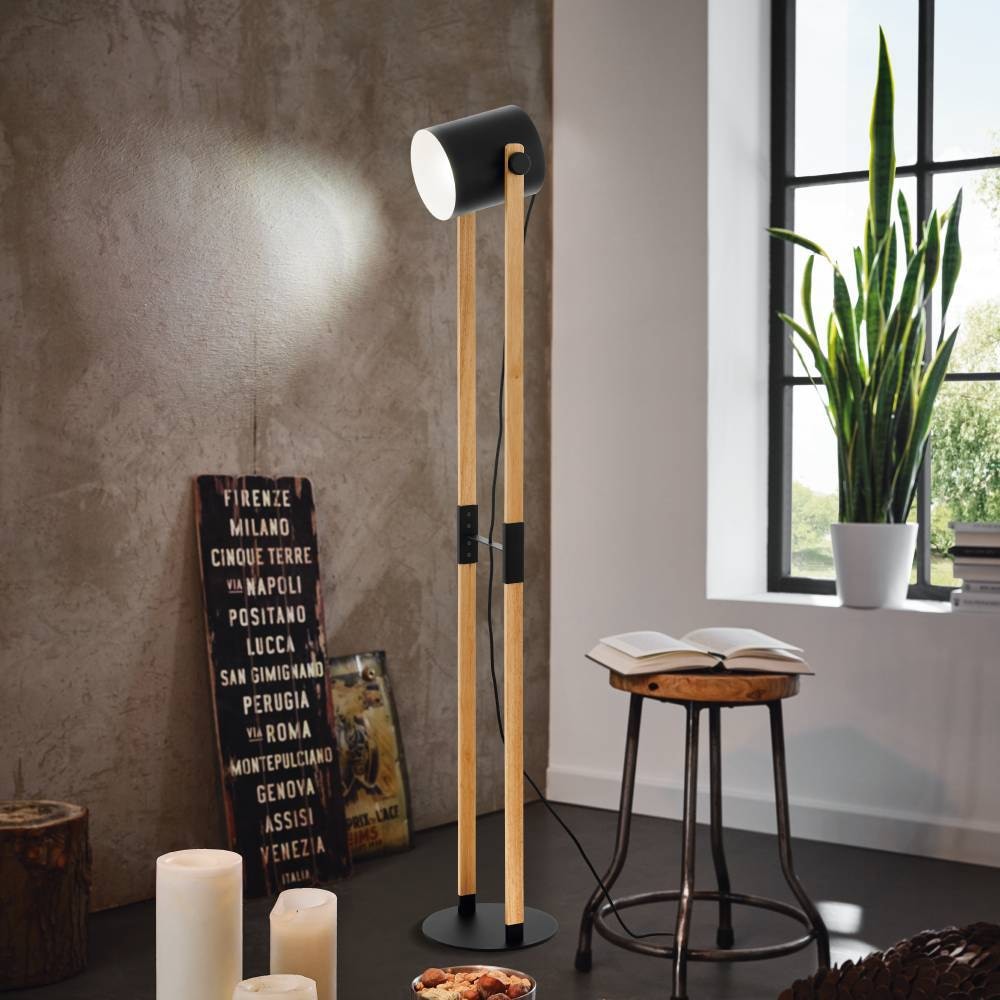 EGLO Stehlampe »HORNWOOD«, 1 flammig, Leuchtmittel E27 | ohne Leuchtmittel, Vintage Tischleuchte, Industrial Design, Retro Nachttischlampe