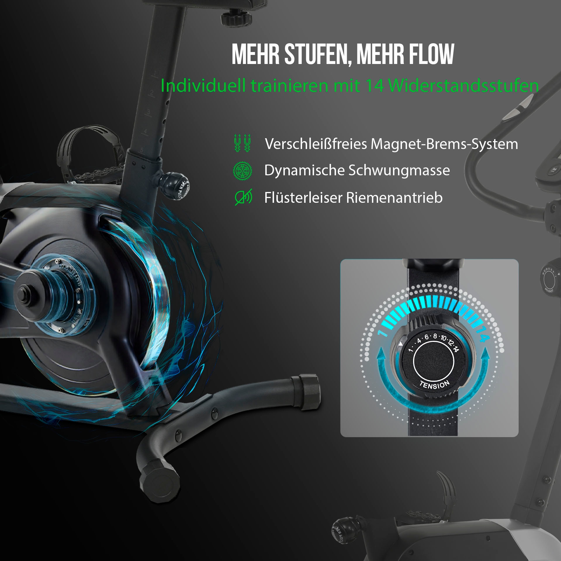 Christopeit Sport® Heimtrainer »Heimtrainer Active« 110 kg max. Benutzergewicht, Fahrrad, 14 Widerstandsstufen