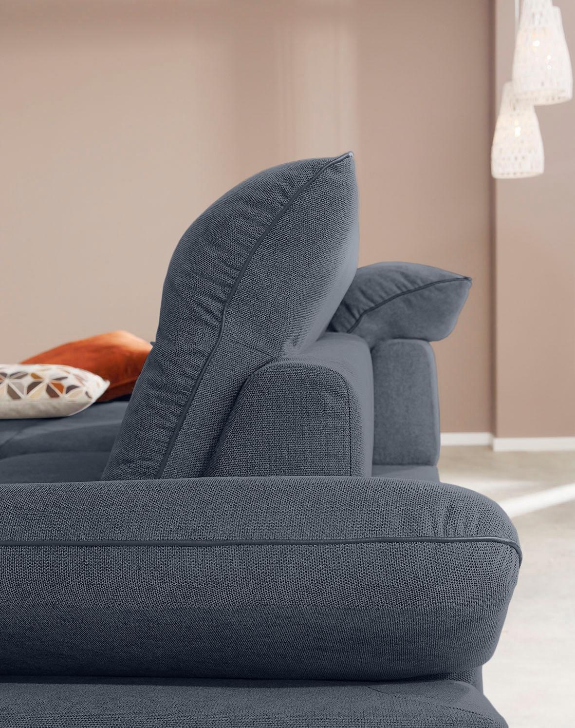 W.SCHILLIG Ecksofa »enjoy&MORE, Designsofa, elegant und bequem, L-Form«, Sitztiefenverstellung, Füße schwarz pulverbeschichtet, Breite 294 cm