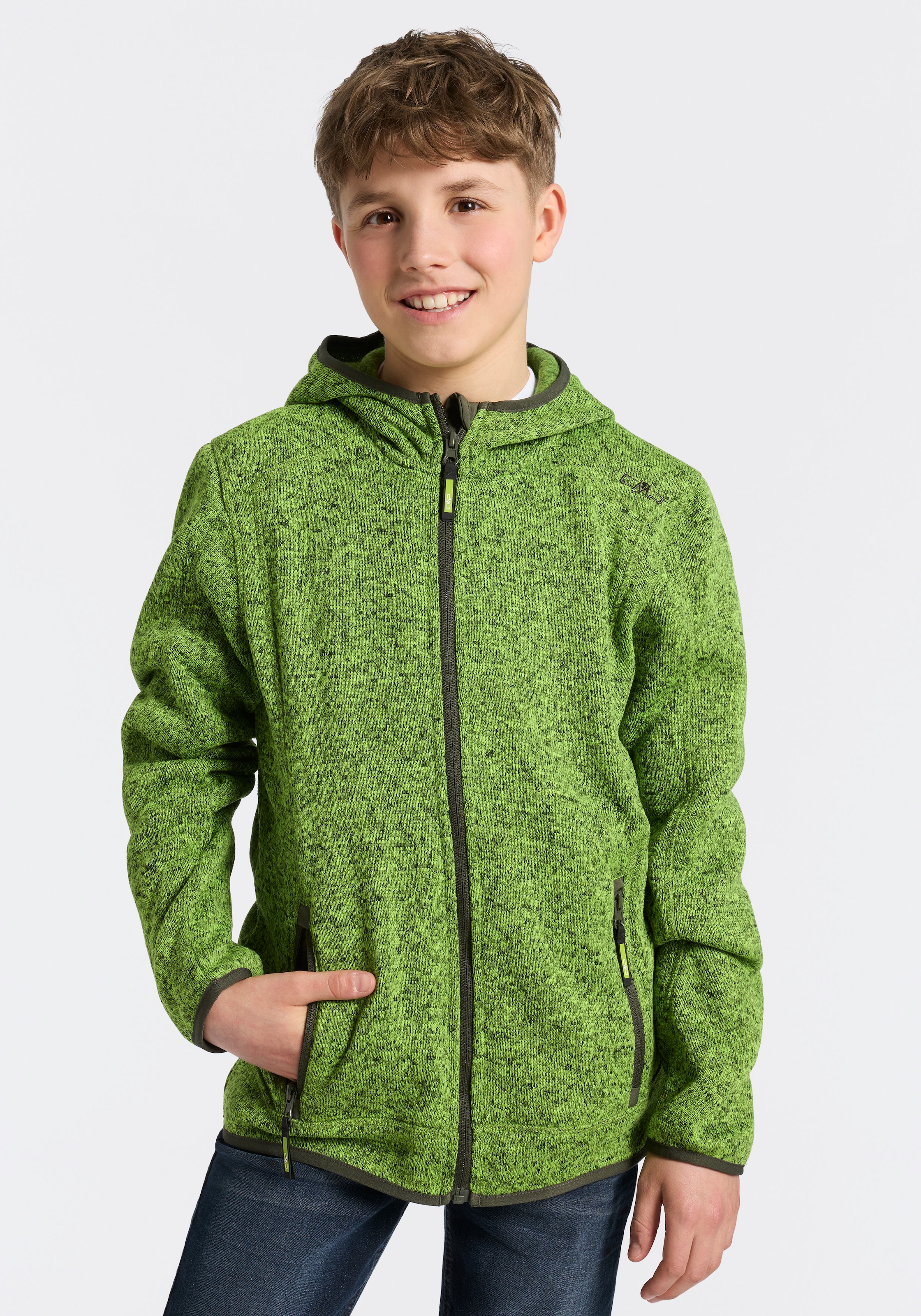CMP Strickfleecejacke »KID JACKET FIX HOOD« mit Kapuze Übergangsjacke für Kinder und Jugendliche