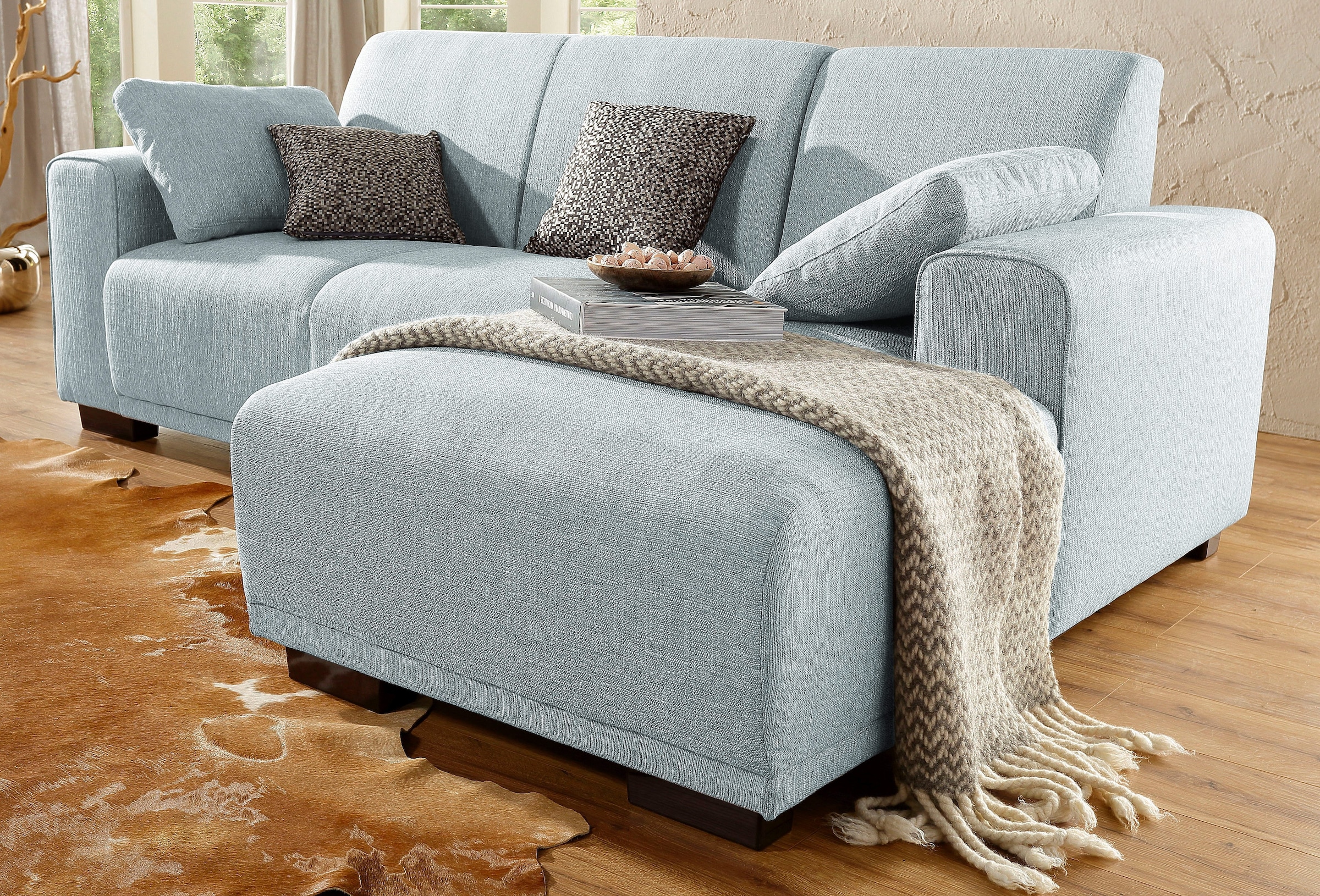 Home affaire Ecksofa »BORNHOLM L-Form mit Recamiere, Maße B/T/H: 234/162/85 cm« Recamiere links oder rechts bestellbar, Wellenfederung, inkl. 2 Kissen