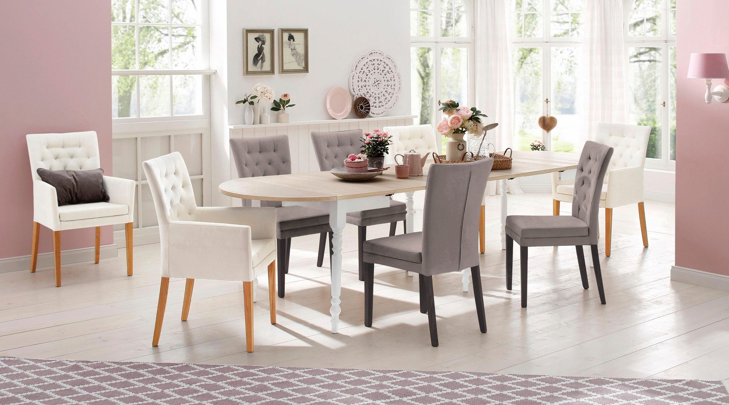 Home affaire 4-Fußstuhl »Colorado«, (Set), 6 St., Luxus-Microfaser, Beine aus Buche, wengefarben lackiert, Im 2er, 4er oder 6er-Set