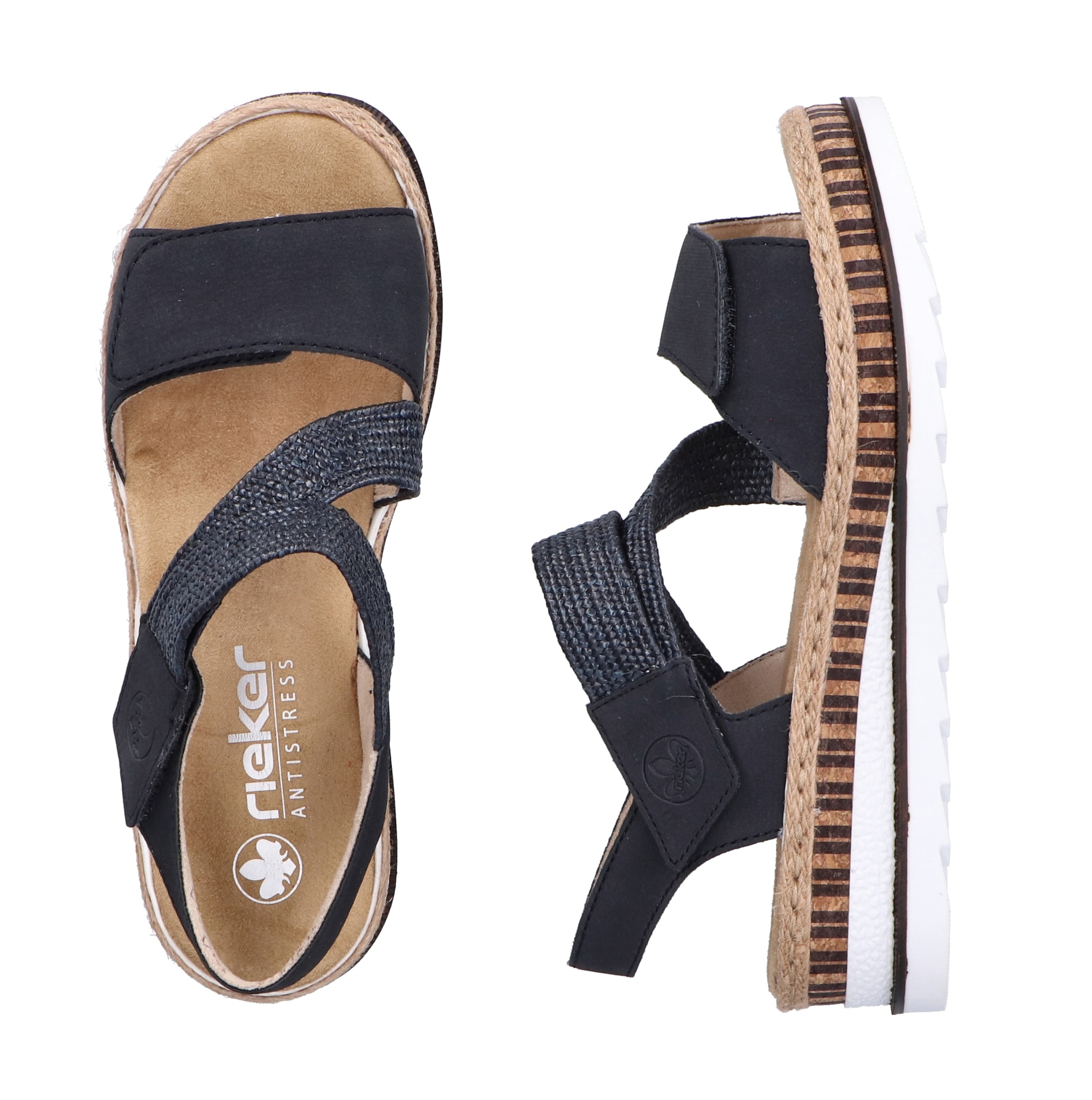 Rieker Keilsandalette  Riemchensandale, Sommerschuh, Urlaubschuh mit Klettriemchen