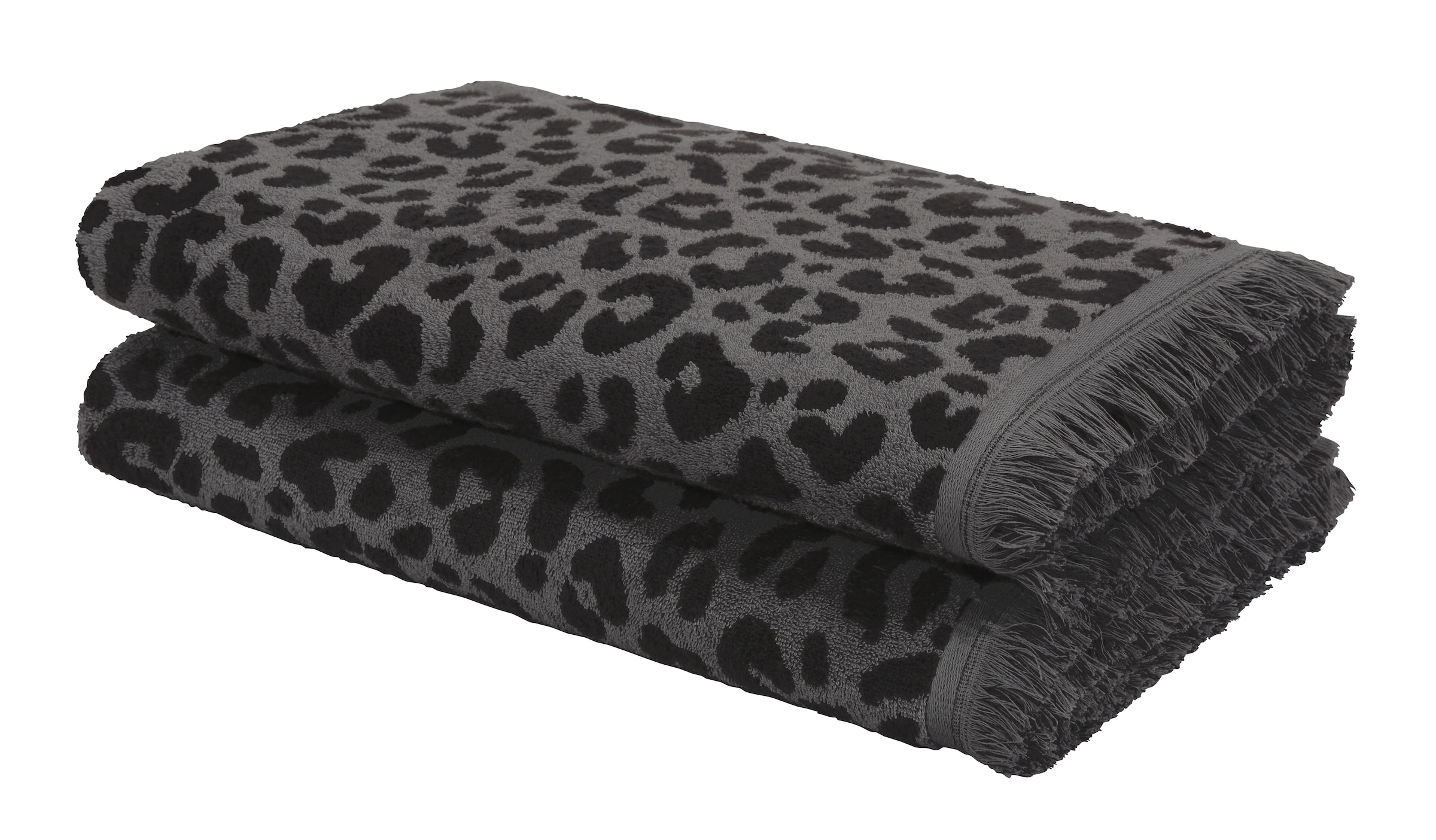 OTTO home Strandtuch "Tiffani, Leopardenmuster, Premium Strandtücher 2-tlg, 500 gr/m²" 90x180 cm, Animal Print, Leo, modern, Urlaub, mit Fransen