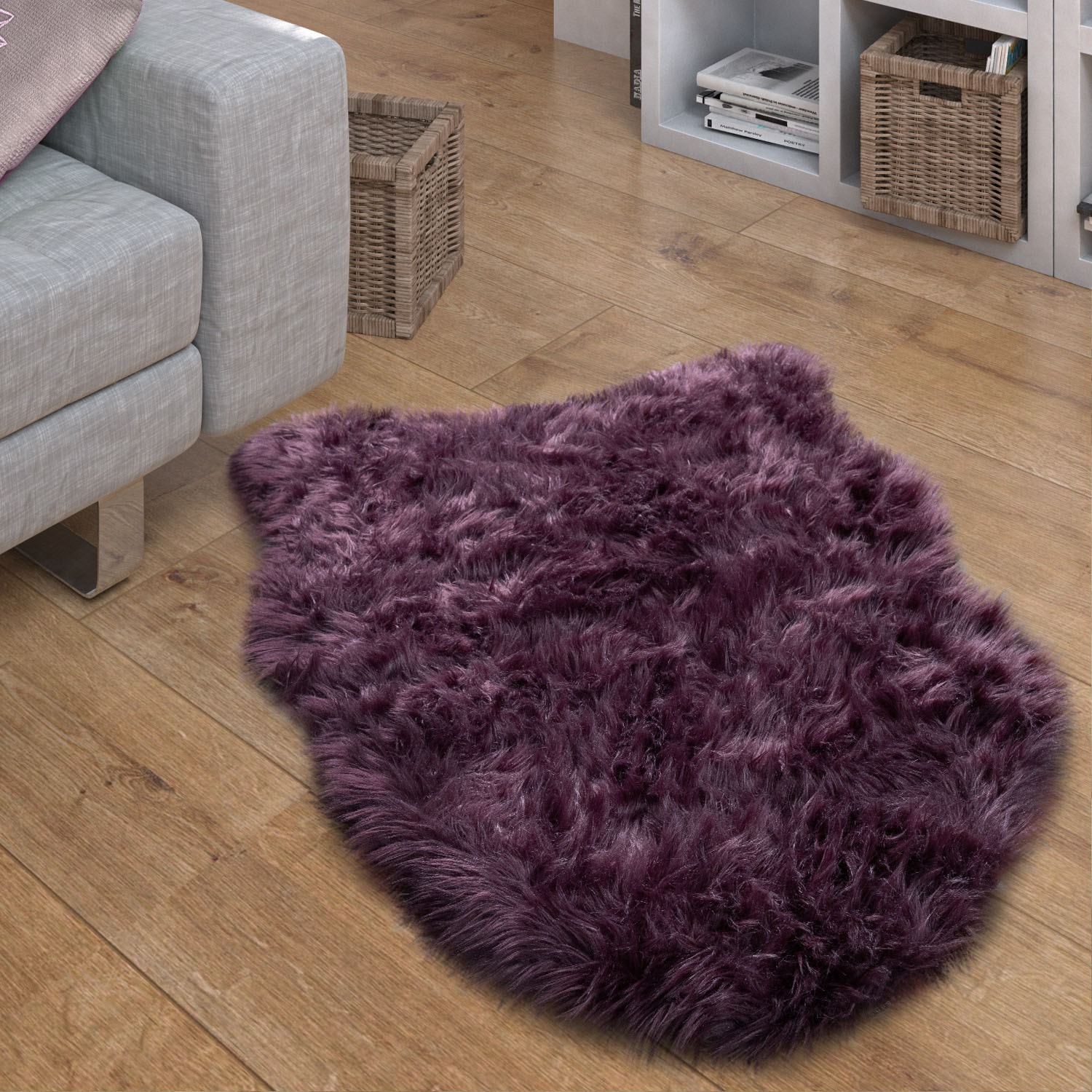 Paco Home Fellteppich »Playa 960«, fellförmig, 64 mm Höhe, Kunstfell, Flokati-Optik, Hochflor, weich und flauschig, Uni-Farben