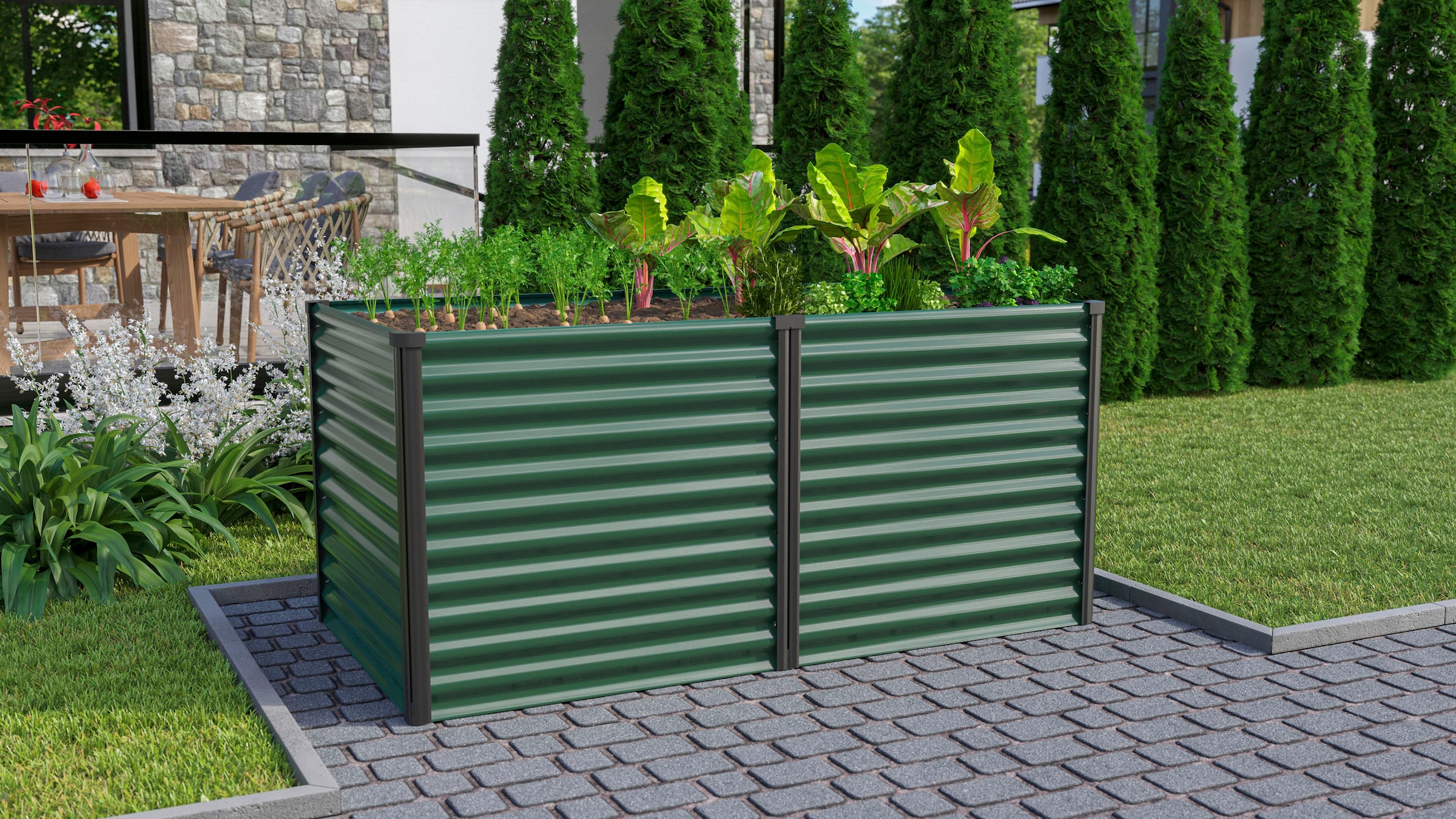 Vitavia Hochbeet »Meta 858«, BxTxH: 96x188x86 cm, seegras/schwarz