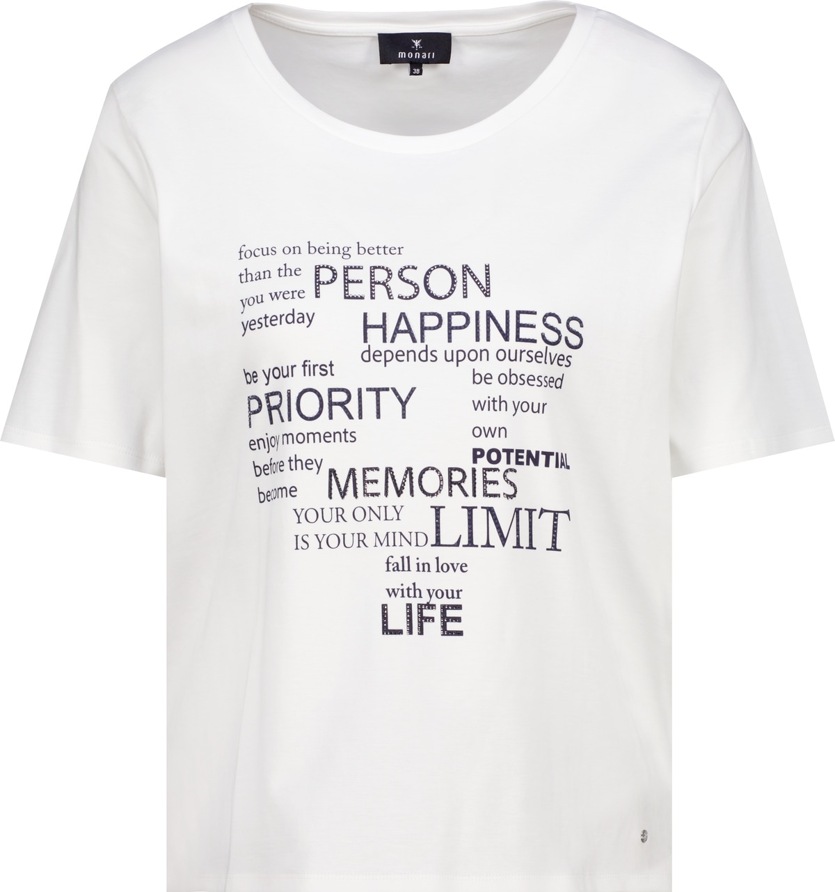 Monari T-Shirt Rundhalsausschnitt, Regular Fit, Strasssteine