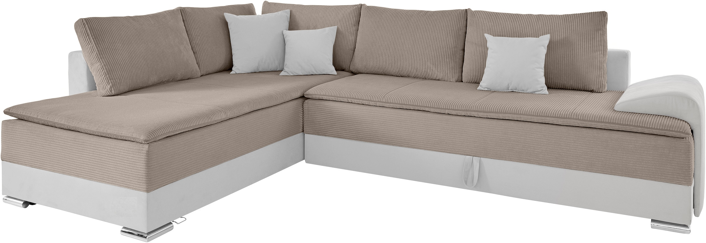INOSIGN Ecksofa »Boxspringbett Night & Day L-Form mit Dauer-Schlaffunktion mit Armlehne«, mit Boxspring-Bettfunktion 180x200 cm und Bettkasten, Dauerschläfer!
