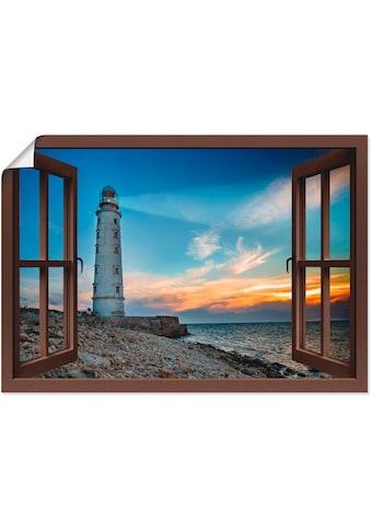 Artland Wandbild »Fensterblick Leuchtturm«, Fensterblick, (1 St.), in vielen Größen &... kaufen