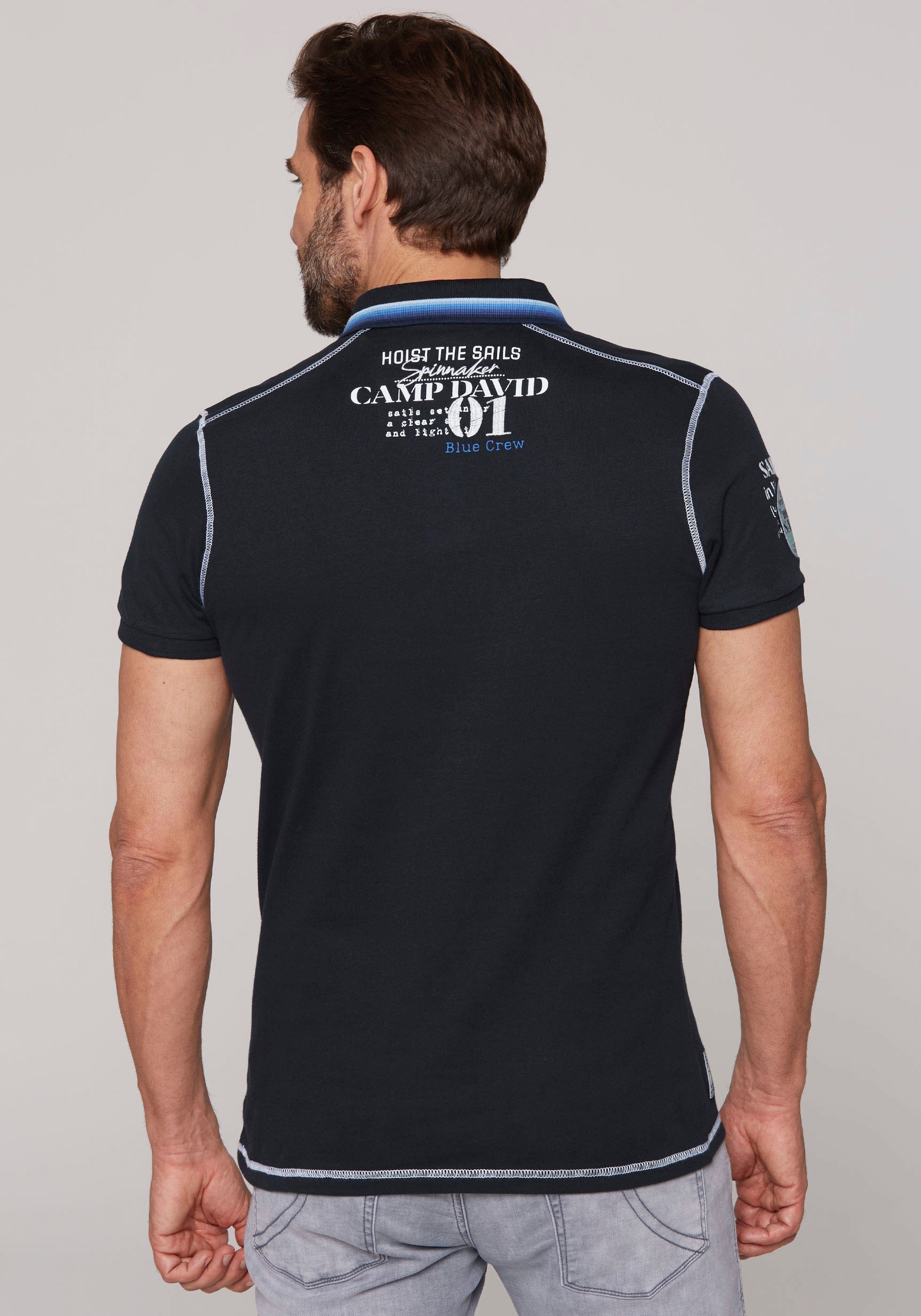 CAMP DAVID Poloshirt, mit Logo-Applikationen