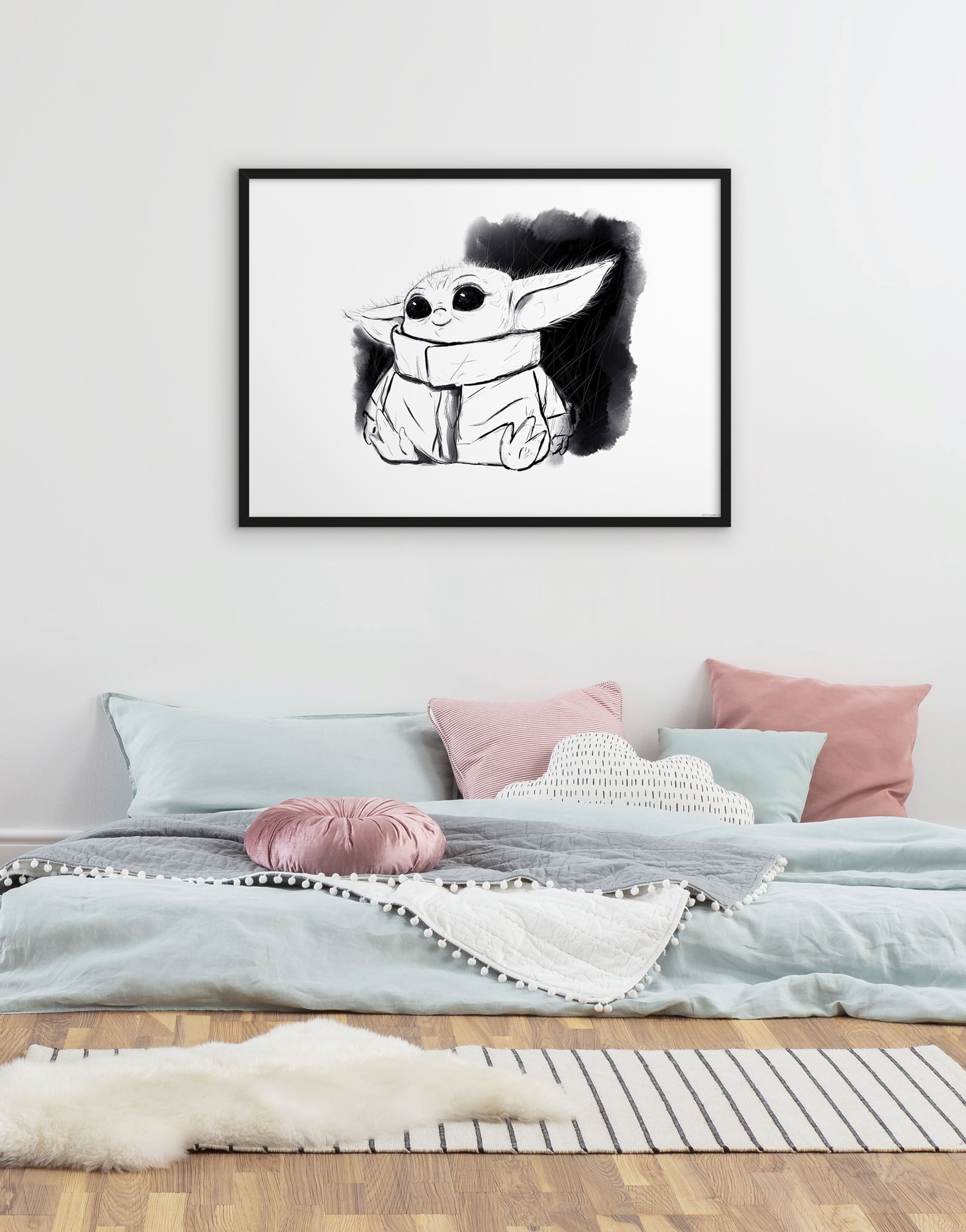 Komar Bild »Mandalorian The Child Sweet Black White« Disney | Star Wars 1 Stk. tlg. Wandbild zur Dekoration im Kinderzimmer - ohne Rahmen