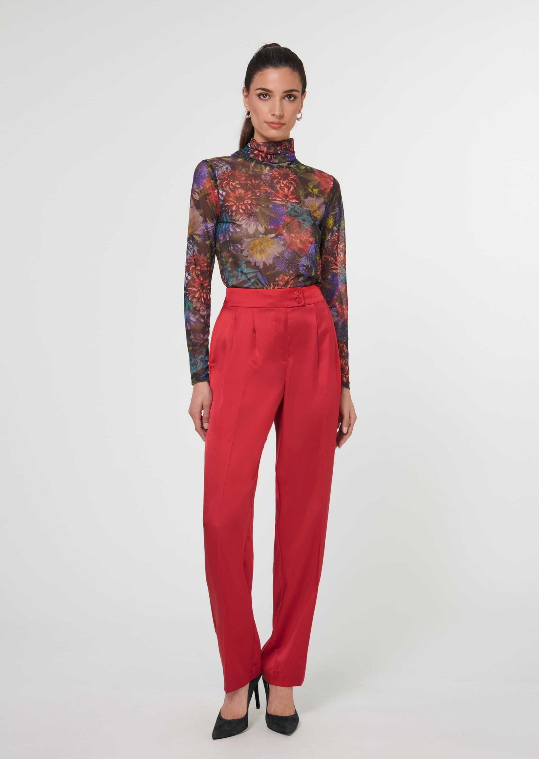 MADELEINE Bügelfaltenhose »Hose Weite Satinhose mit Bund- und Bügelfalten«