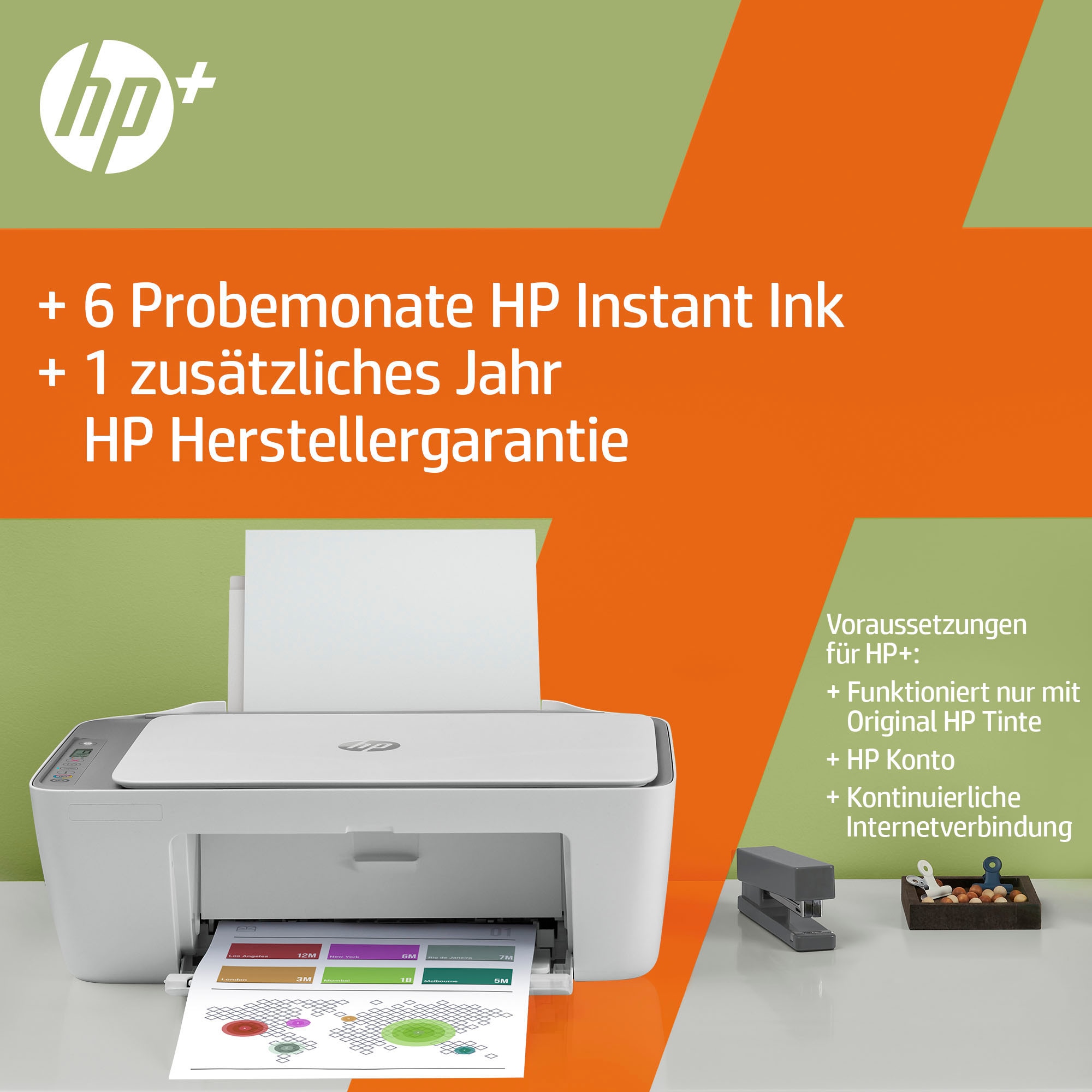 HP Multifunktionsdrucker »DeskJet 2720e«, HP+ Garantie Jahre | ➥ XXL Ink UNIVERSAL kompatibel Instant 3