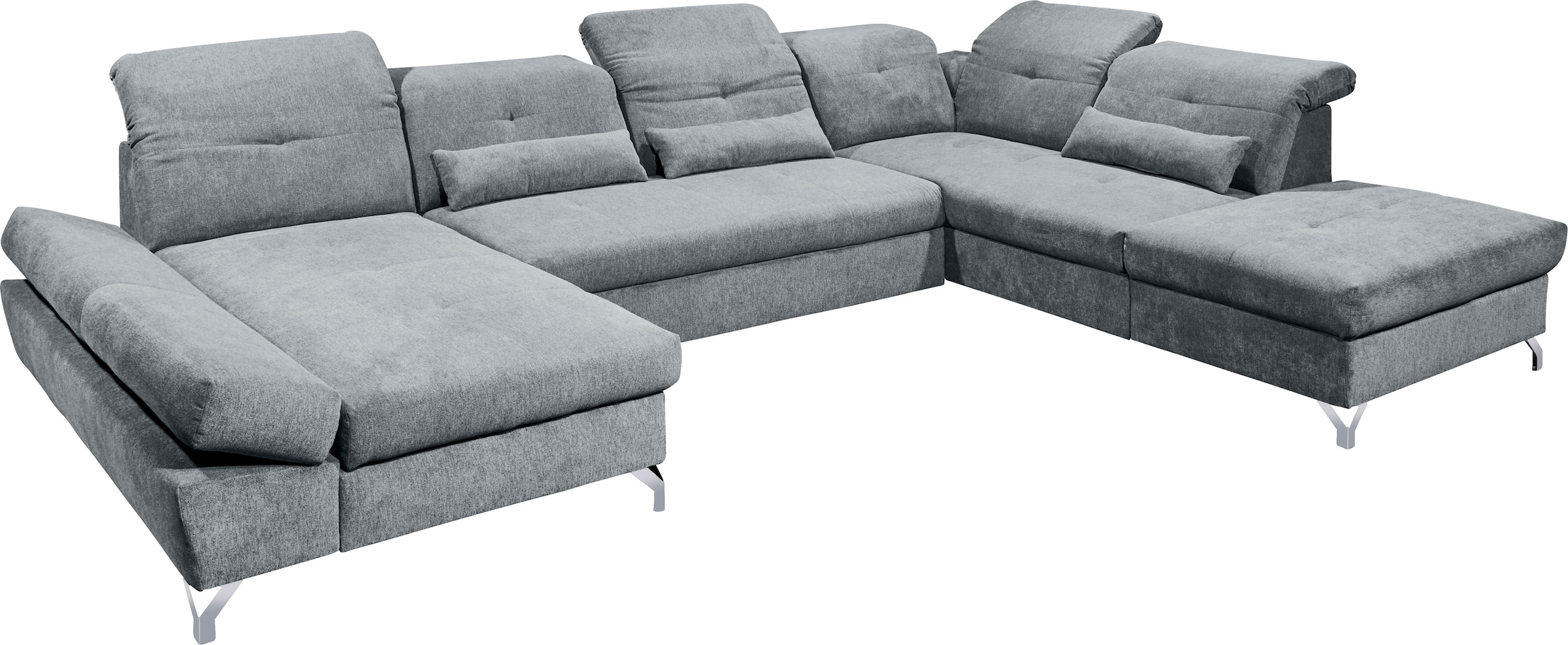 ED EXCITING DESIGN Wohnlandschaft »Melfi U-Form mit Bettfunktion, Bettkasten«, Arm- & Kopfteilverstellung & 3 Nierenkissen