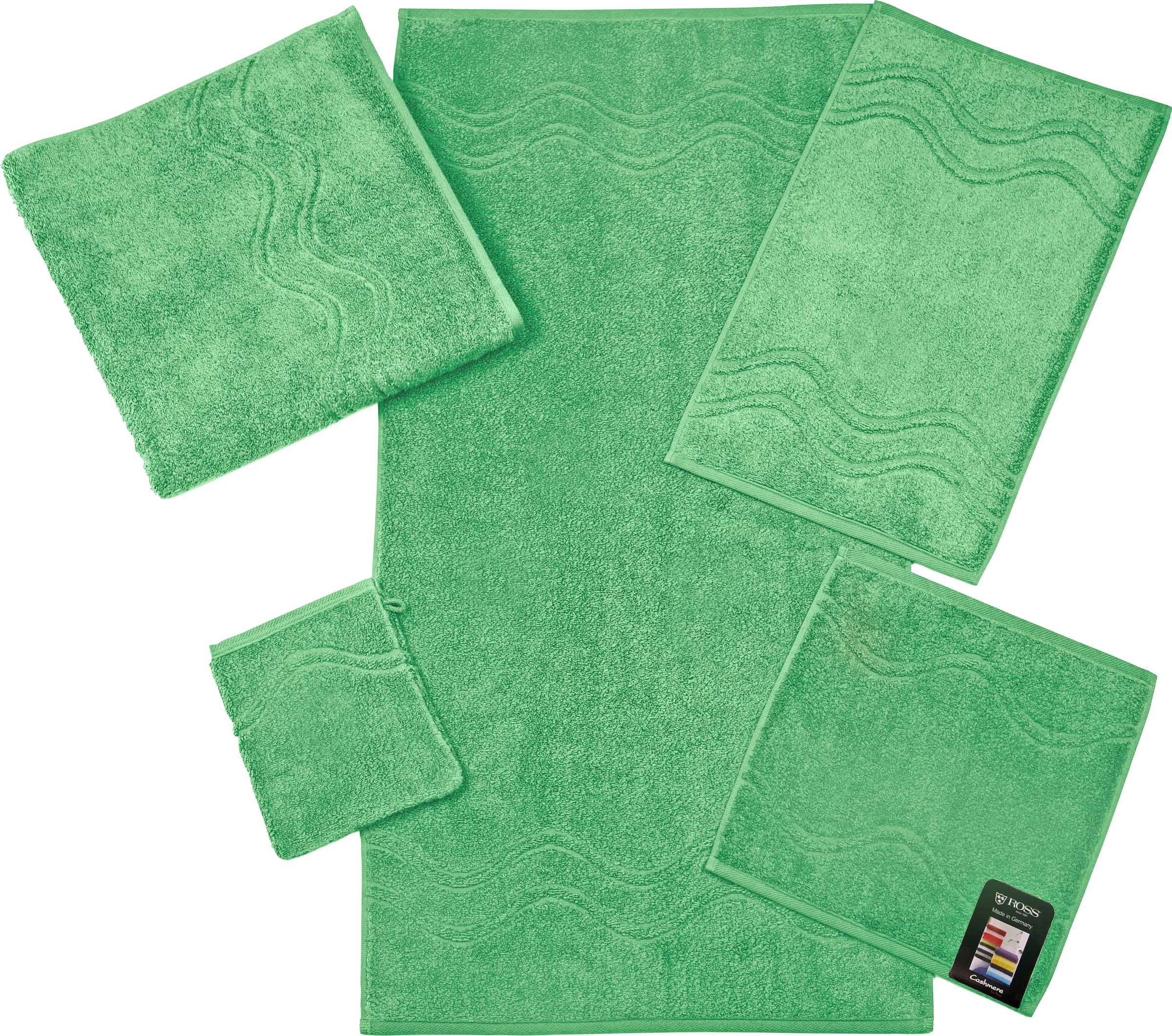ROSS Waschhandschuh "Cashmere feeling" mit Wellen-Bordüre