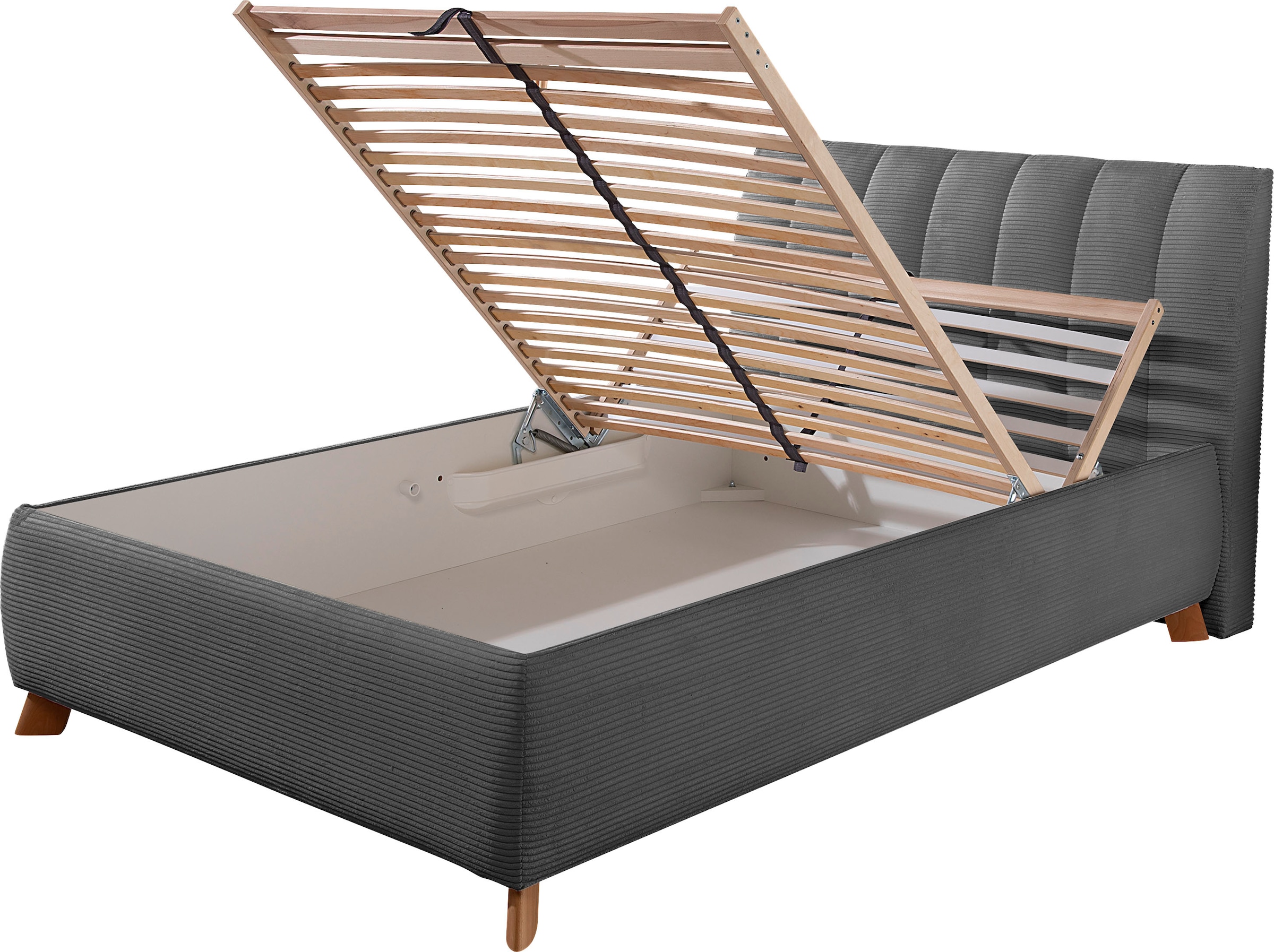 Maintal Polsterbett »Hügeldorf« inklusive Bettkasten, in H2, H3 & H4 erhältlich, aus Cord-Bezug