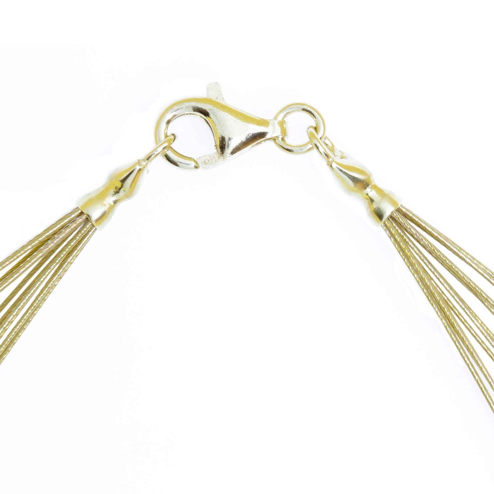 OSTSEE-SCHMUCK Halsreif »- Nyloncollier 13-reihig -goldfarben- - Edelstahl - Verschluß aus Gold 333/000«