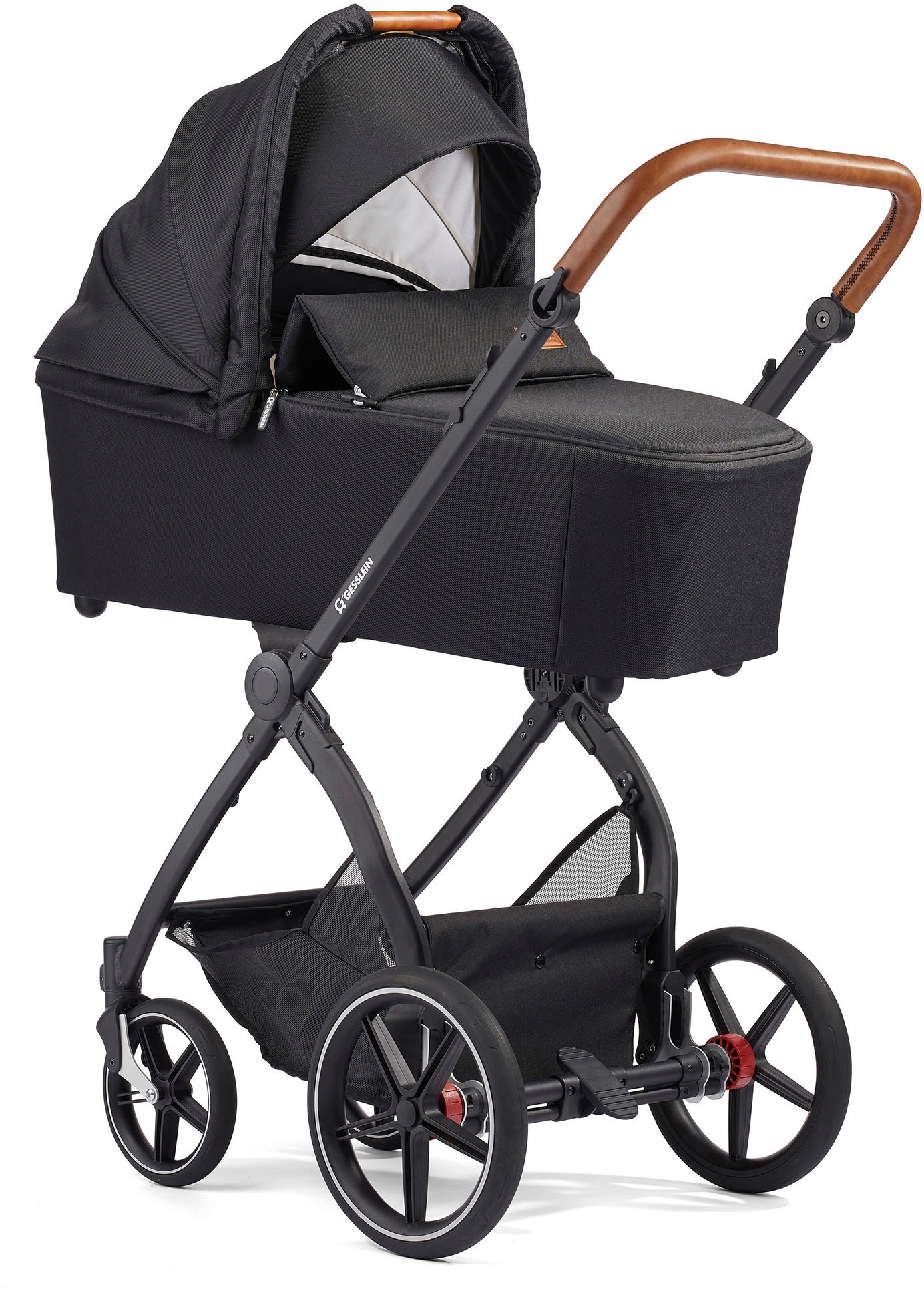 Gesslein Kombi-Kinderwagen »FX4 Soft+ mit Aufsatz Style, schwarz/cognac«, mit Babywanne C3 und Babyschalenadapter