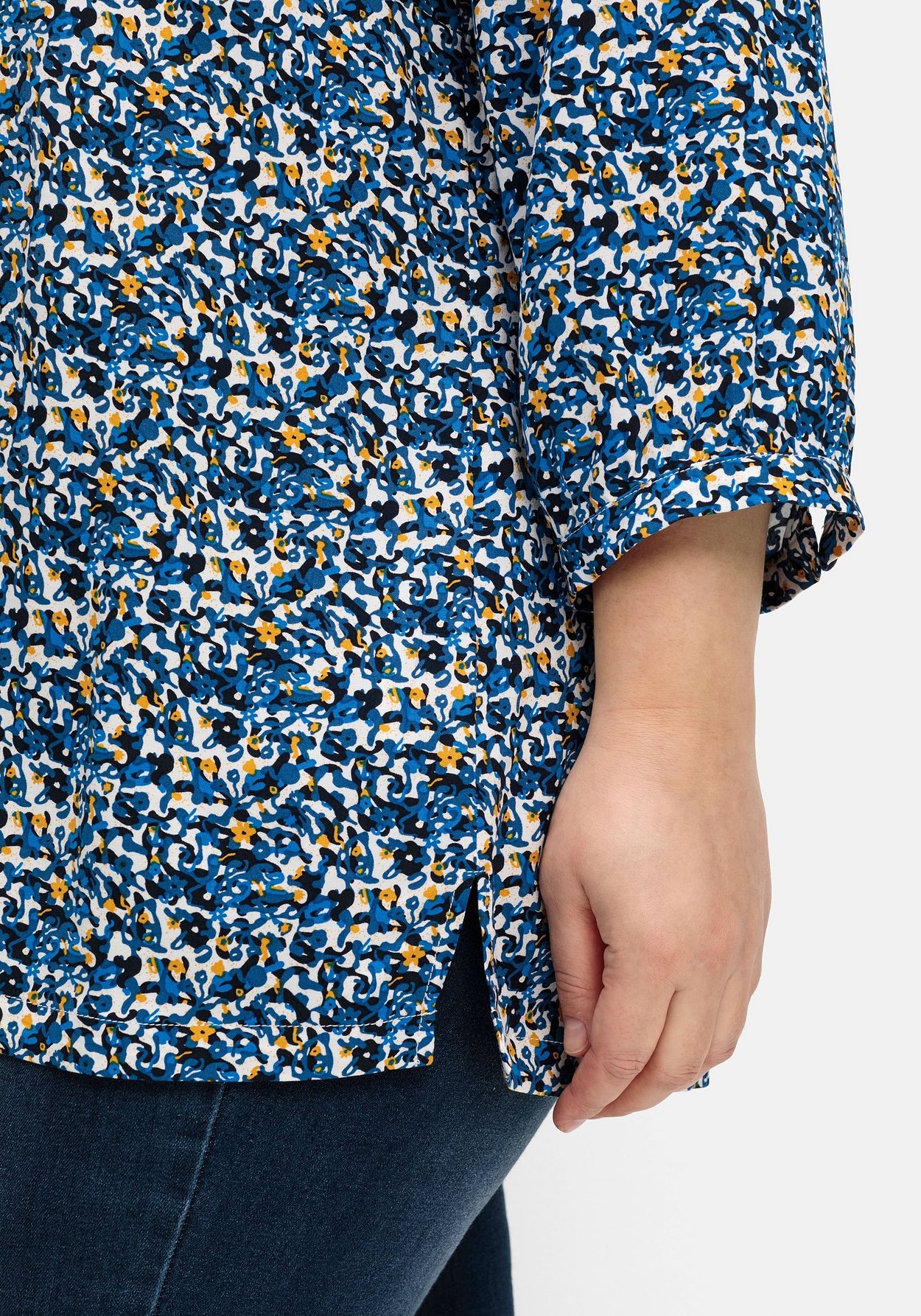Sheego Shirtbluse »Bluse mit Smok- und Kontrastdetails«